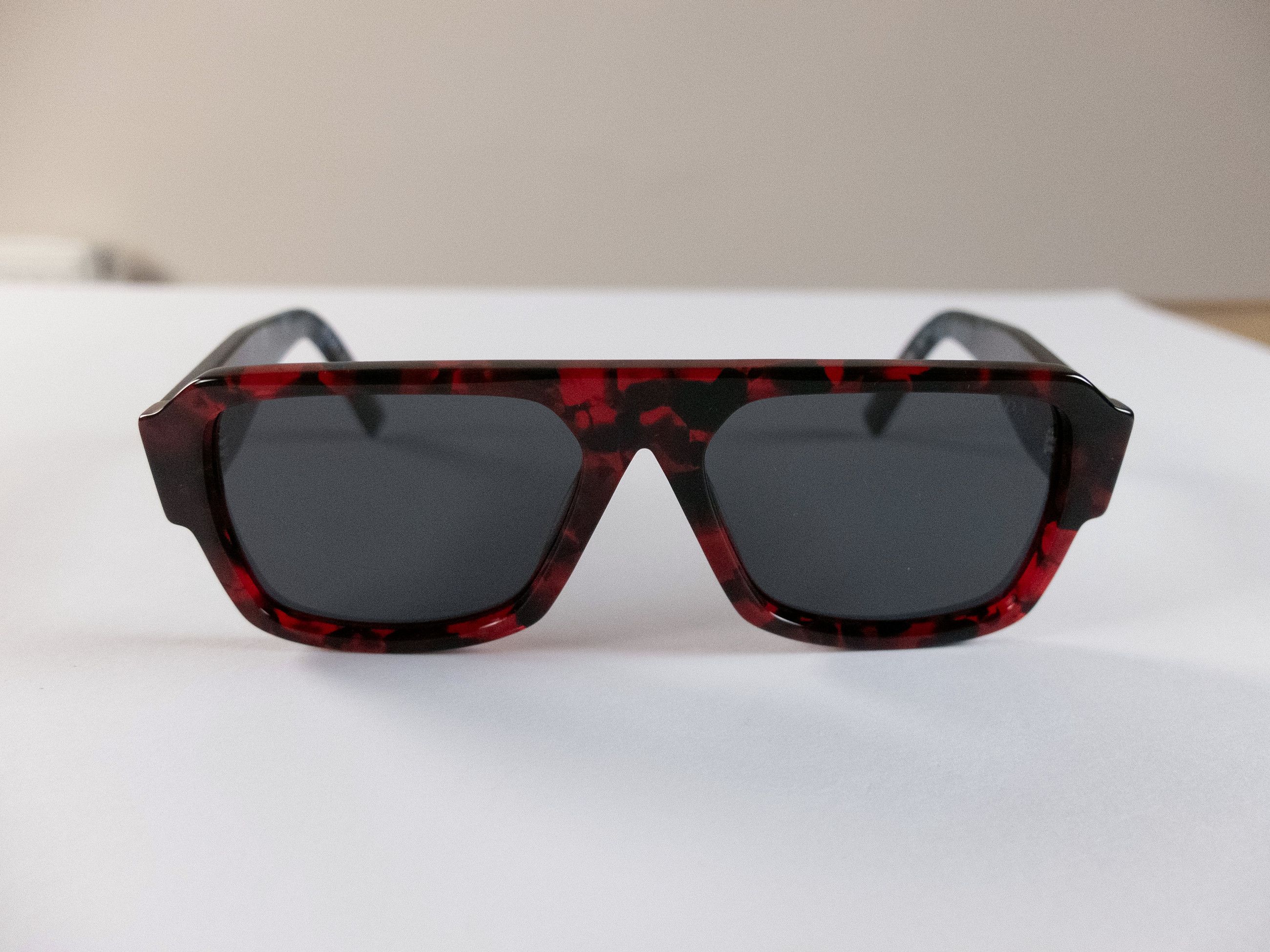 Prada PRADA red green tortoise shell rectangle sunglasses Italy Size ONE SIZE - 5 Thumbnail