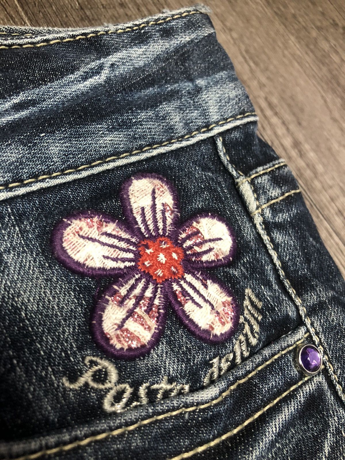 Japanese Brand Pasta Denim Jeans Flower Patch Size 29" - 11 Thumbnail