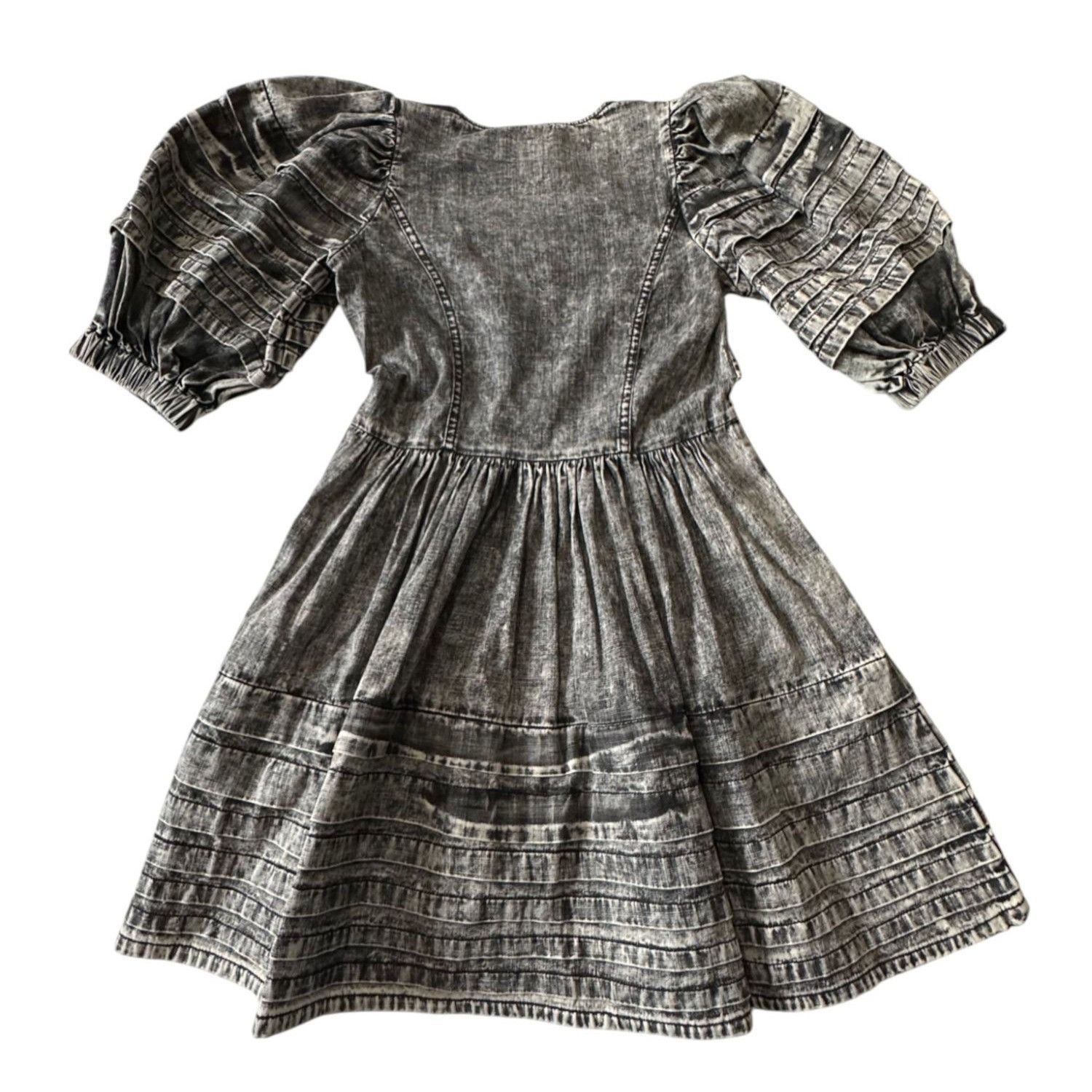 Sea New York Sea New York Dylan Mini Dress 00 Black Chambray Puff Sleeve Size XXS / US 00 / IT 34 - 7 Thumbnail