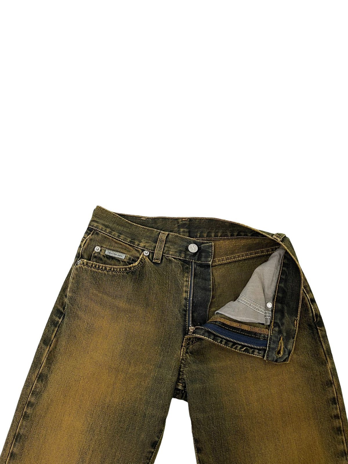 Calvin Klein Flare Jeans Vtg Calvin Klein Distress Mud Wash Waxed 7🟦3 Size US 28 / EU 44 - 11 Thumbnail