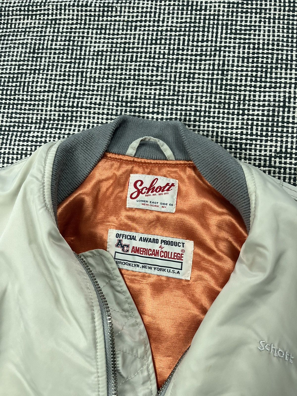 Schott Schott American college beige flyer bomber jacket Size US M / EU 48-50 / 2 - 3 Thumbnail