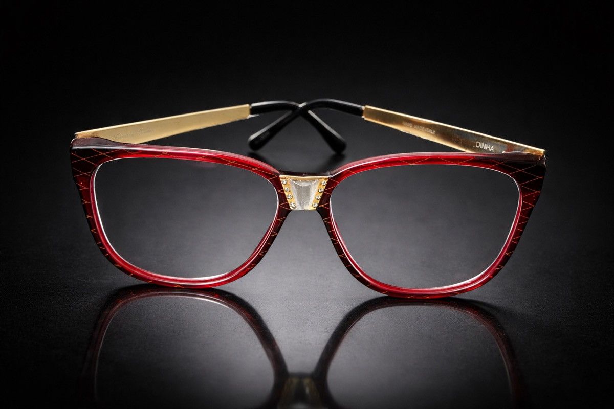 Other Sandra Gruber Vintage Cat Eye Eyeglass Frames Red Gold Italy Size ONE SIZE - 1 Thumbnail