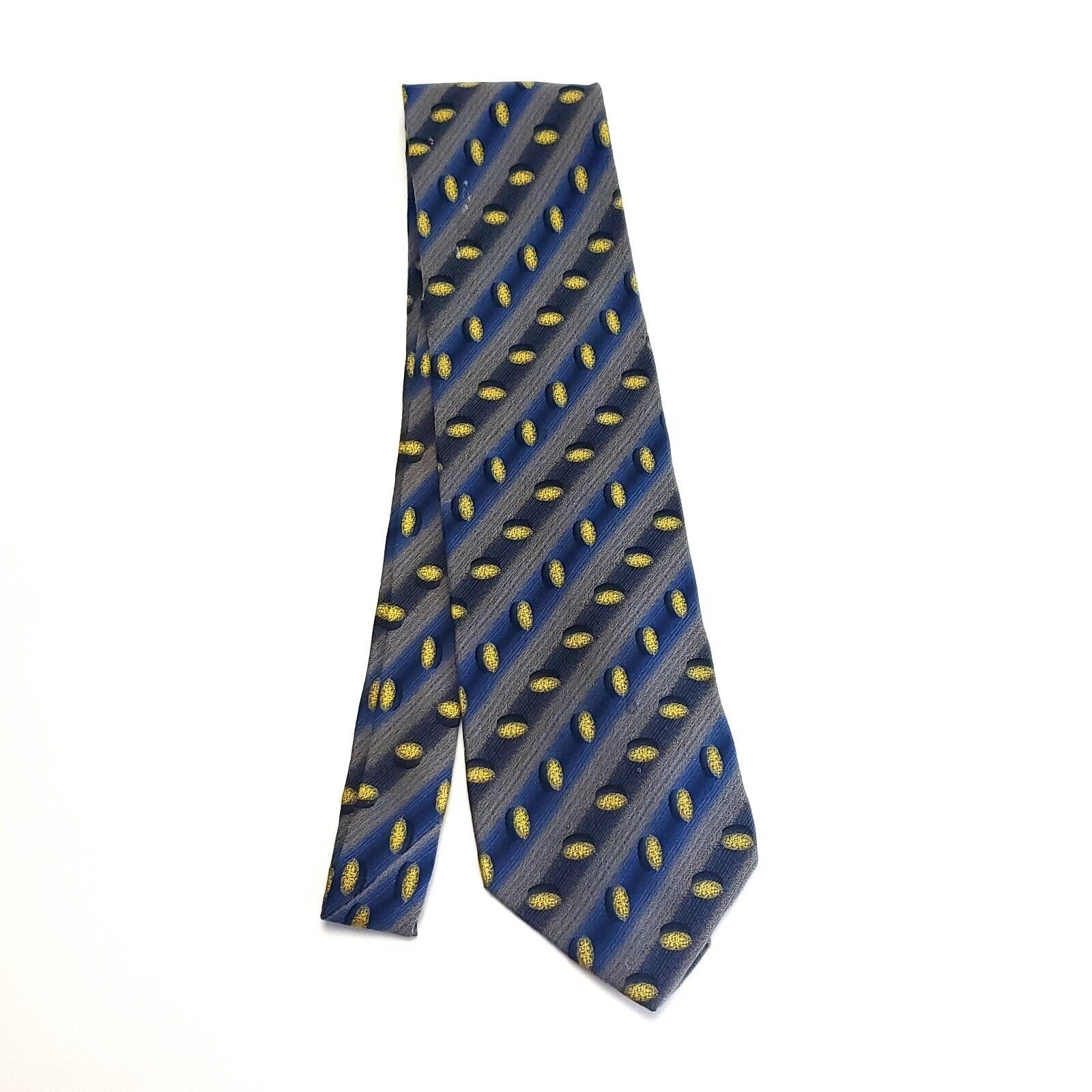 Designer Zanzaba Blue Gray Silk Tie Woven Striped Size ONE SIZE - 6 Thumbnail
