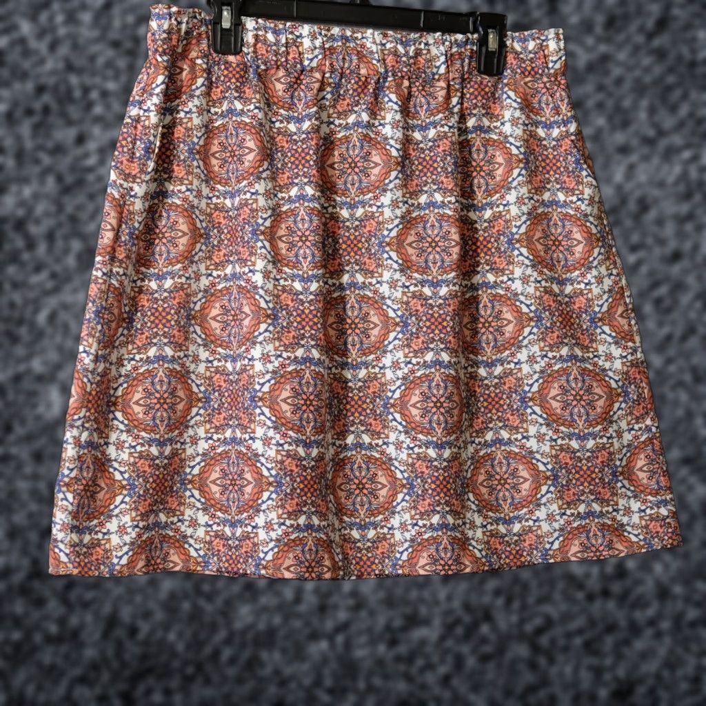 Loft LOFT Floral A-Line Skirt Lightweight 100% Polyester Women L Multicolor Pockets Elastic Waist Short Unlined 0ur Casual Travel 90s? Size 36" / US 14 / IT 50 - 1 Thumbnail