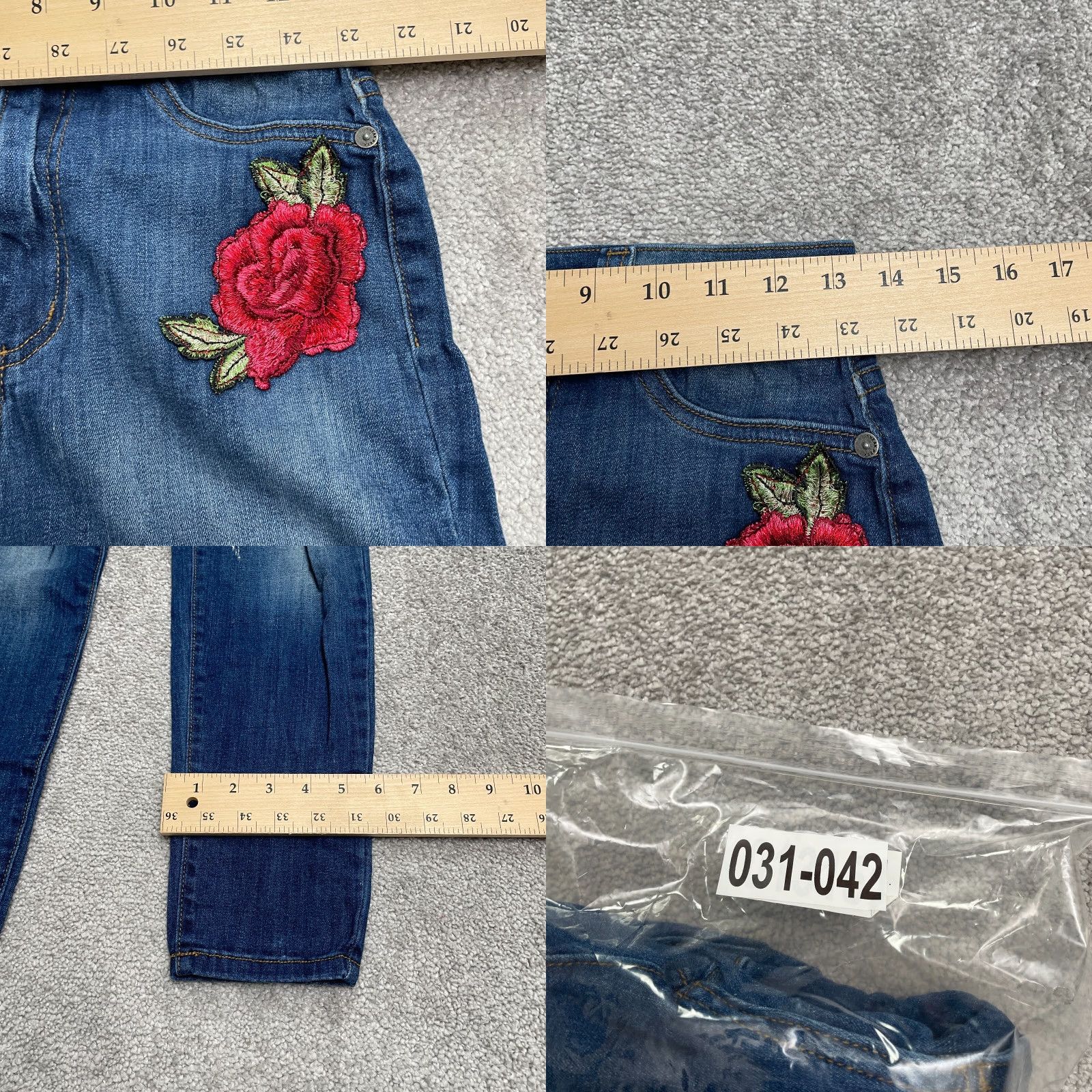 Vintage Sneak Peek Jeans Juniors 11 Distressed Embroidered Denim Blue High Rise 26x27 Boyfriend Regular Women's Vintage No? Size 32" / US 10 / IT 46 - 9 Thumbnail