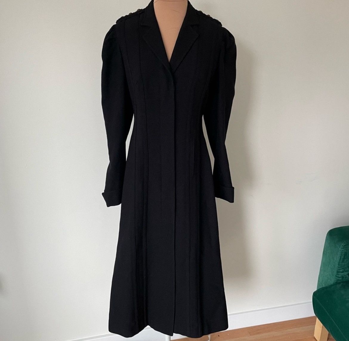 image of Ralph Lauren Purple Label Ralph Laurent Collection Wool Angora Military Shoulder Coat in Black, Wom