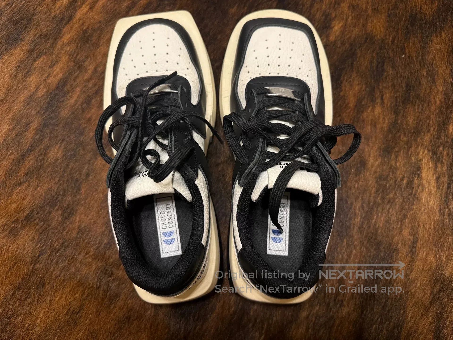 Japanese Brand CHOCO CONCERT Black White Low-Top Sneakers. Size US 8 / IT 38 - 5 Thumbnail