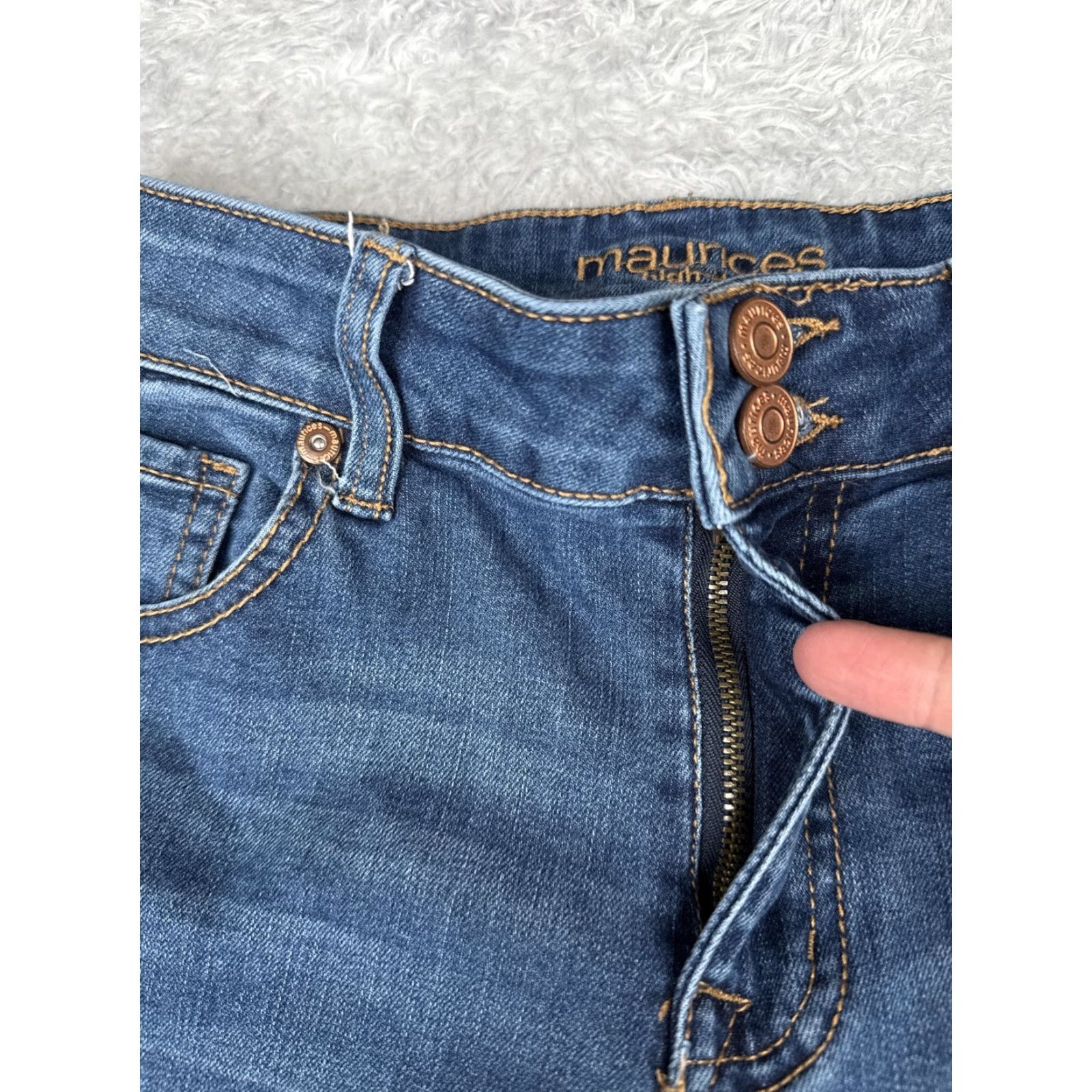 Vintage Maurices Jeans Womens 4 Blue High Rise Skinny Double Button Zip Ankle Denim Slim Stretch 5-Pocket Classic Medium Blue 90s City USA Mens? Size 27" / US 4 / IT 40 - 5 Thumbnail