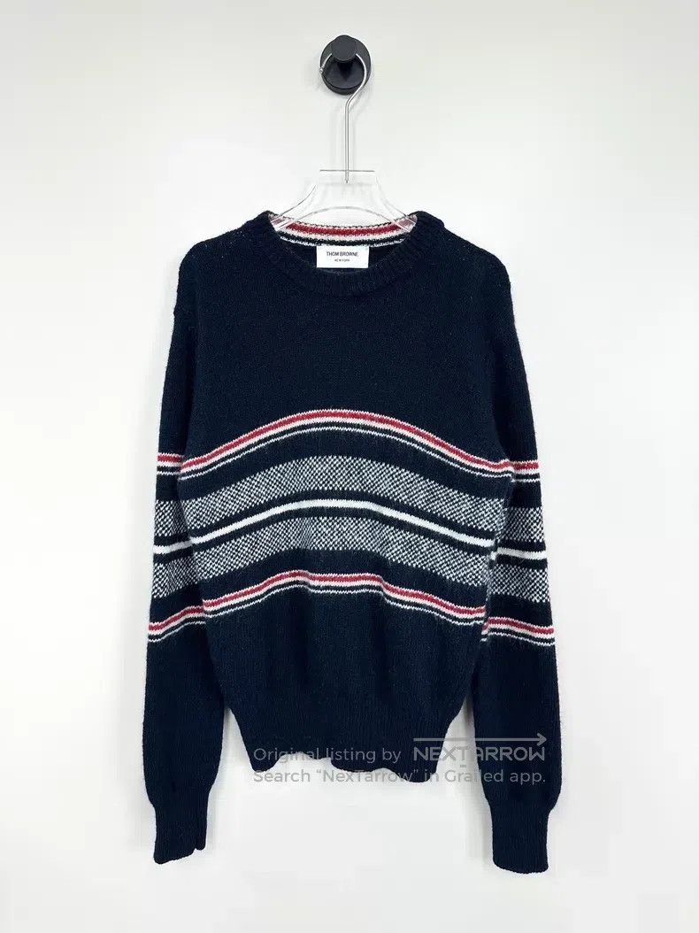 Thom Browne Thom Browne Navy blue striped knit sweater Size US XS / EU 42 / 0 - 1 Thumbnail