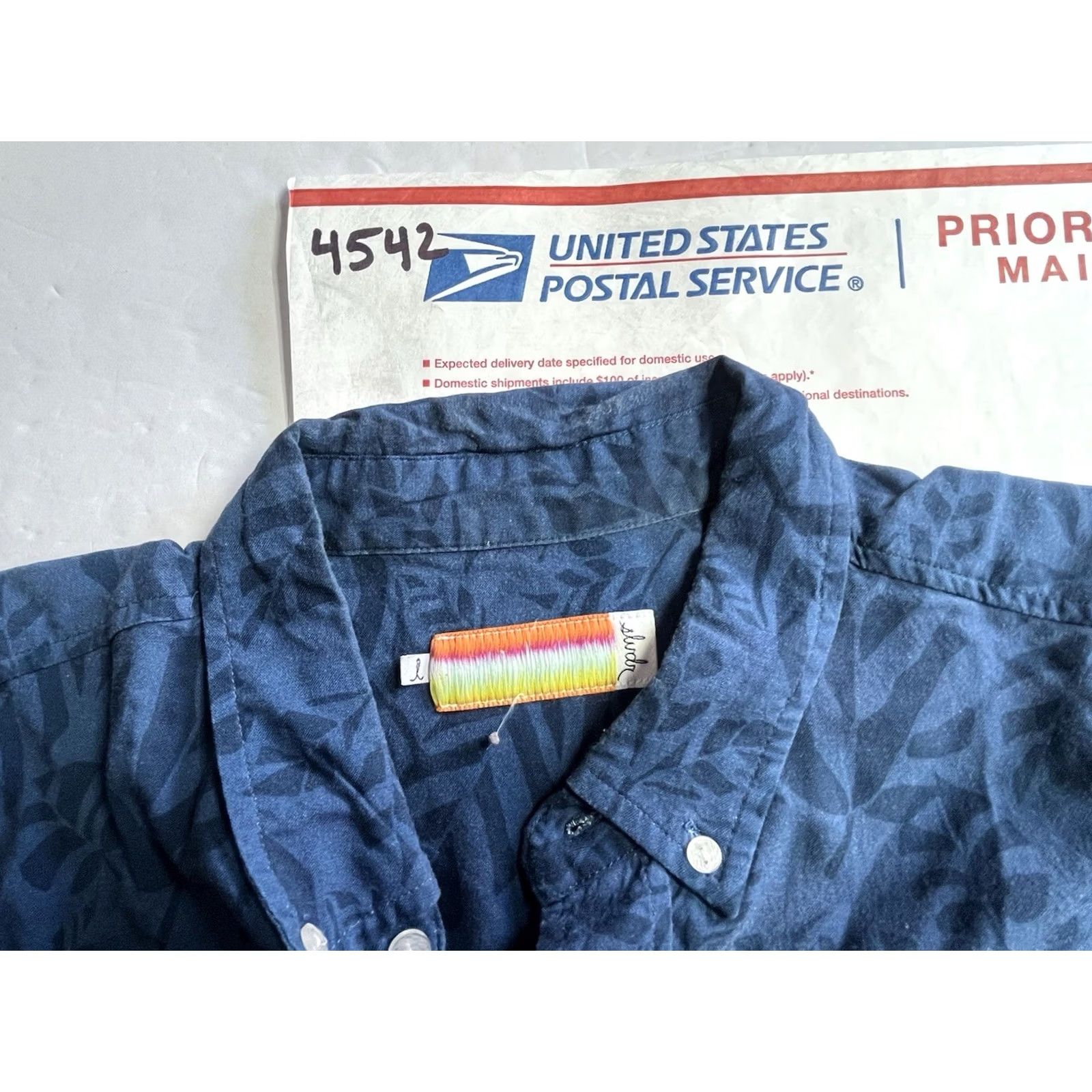 Vintage sludr Shirt Button-Up Short Sleeve Cotton Size Large Blue Mens Regular Collar Button-Up Classic 90s? Size US L / EU 52-54 / 3 - 8 Thumbnail