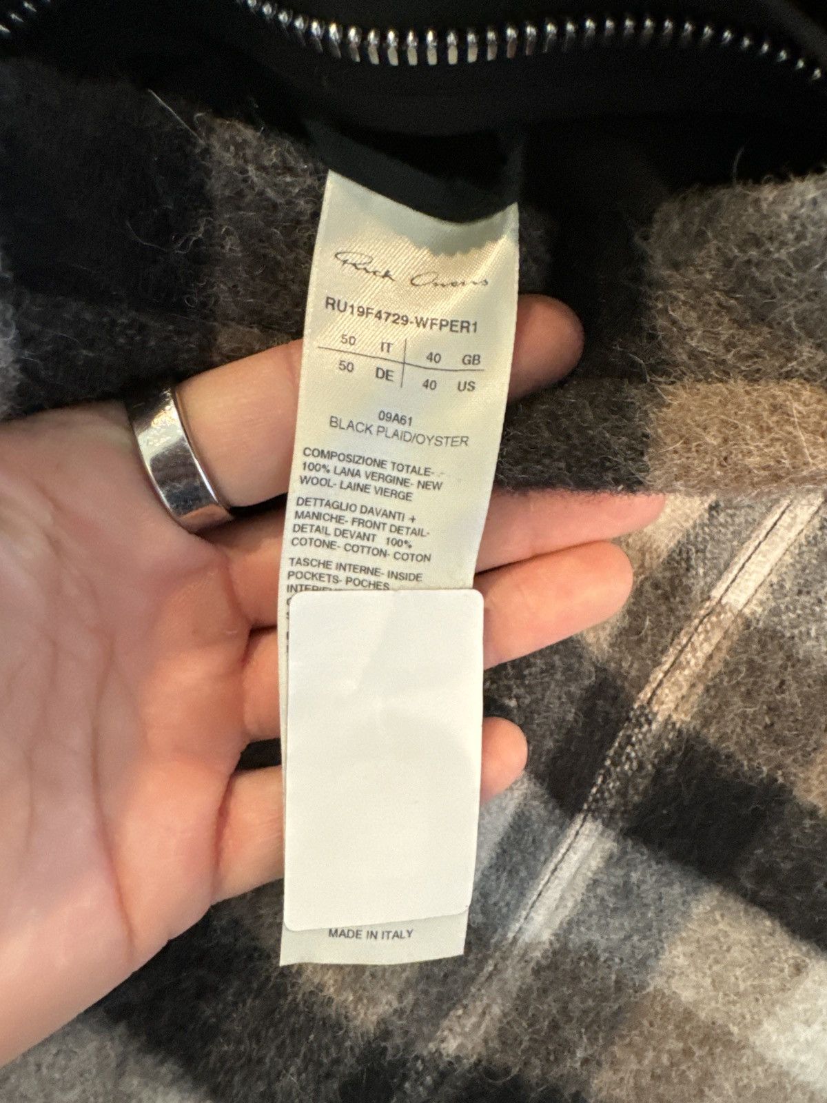 Rick Owens Rick Owen’s FW19 “Larry” Plaid Wool Outershirt Size US M / EU 48-50 / 2 - 7 Thumbnail