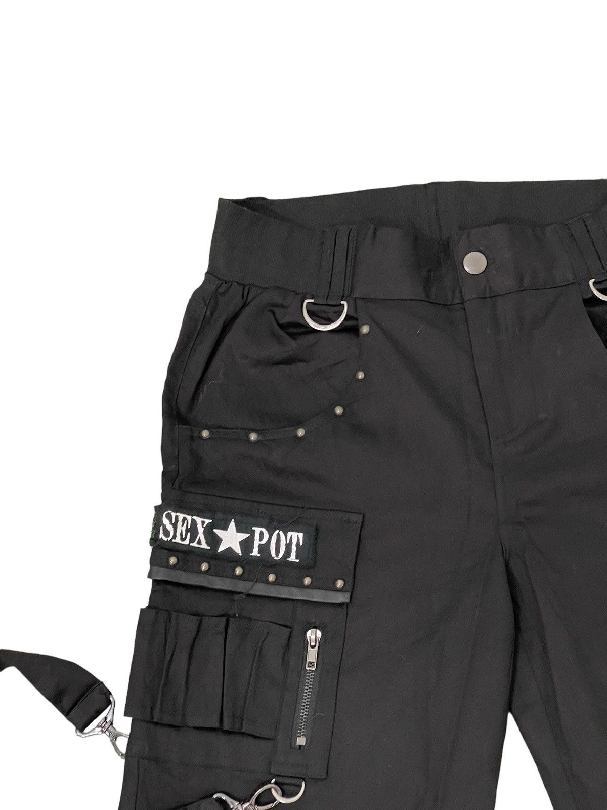 Japanese Brand Wide Leg Cargo Sex Pot Revenge Pant Punk Black Patches 6🟦5 Size US 32 / EU 48 - 8 Thumbnail