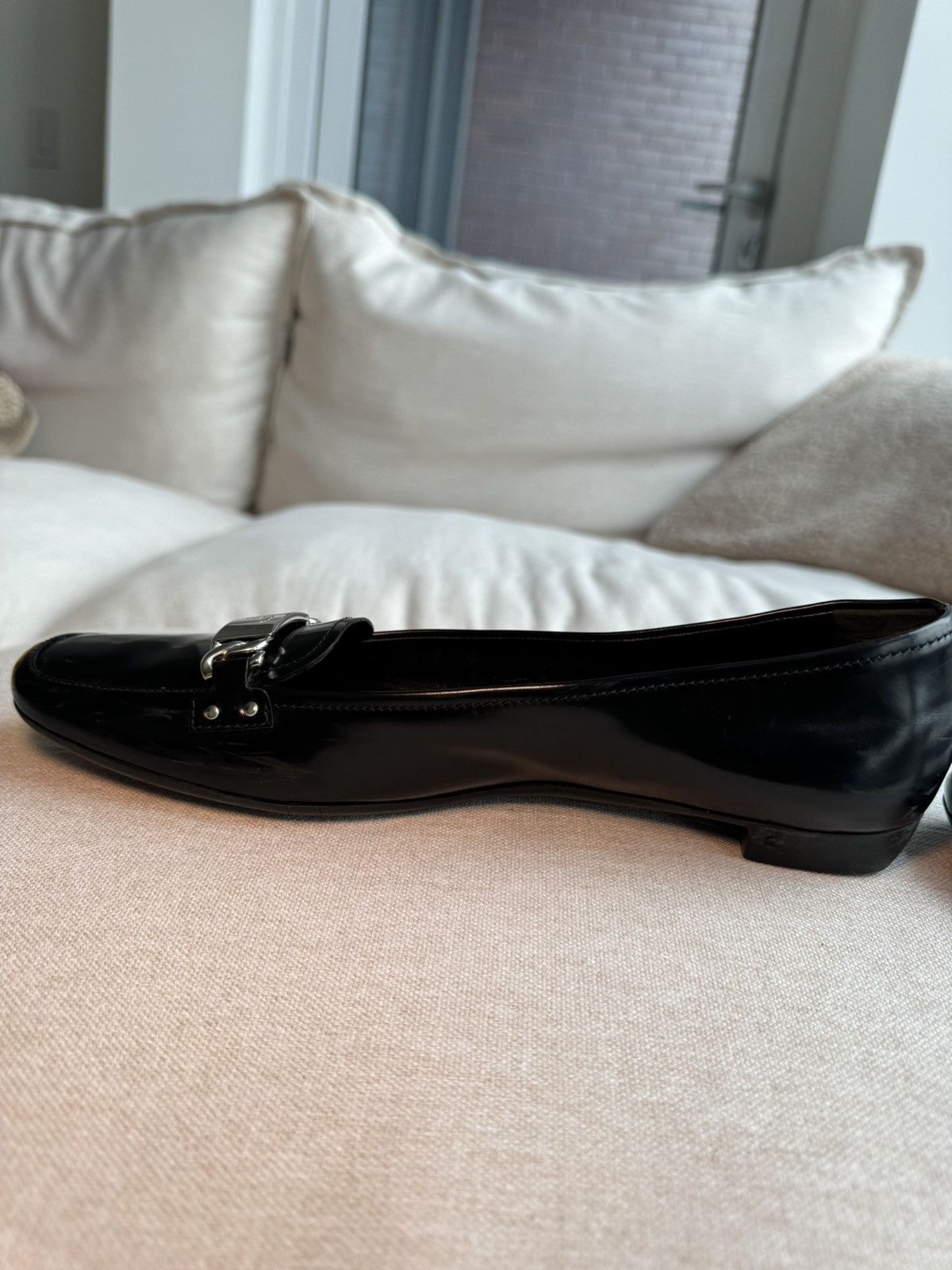 Prada Prada Silver Chain leather black ballet flats Size US 7 / IT 37 - 5 Thumbnail