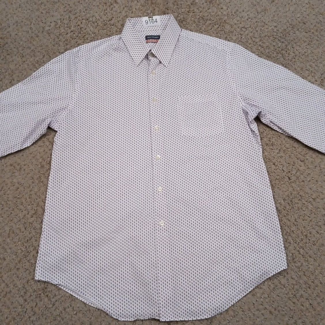 Van Heusen Van Heusen Shirt Mens Large White Pink Geometric Long Sleeve Button Up Fitted Size US L / EU 52-54 / 3 - 5 Thumbnail