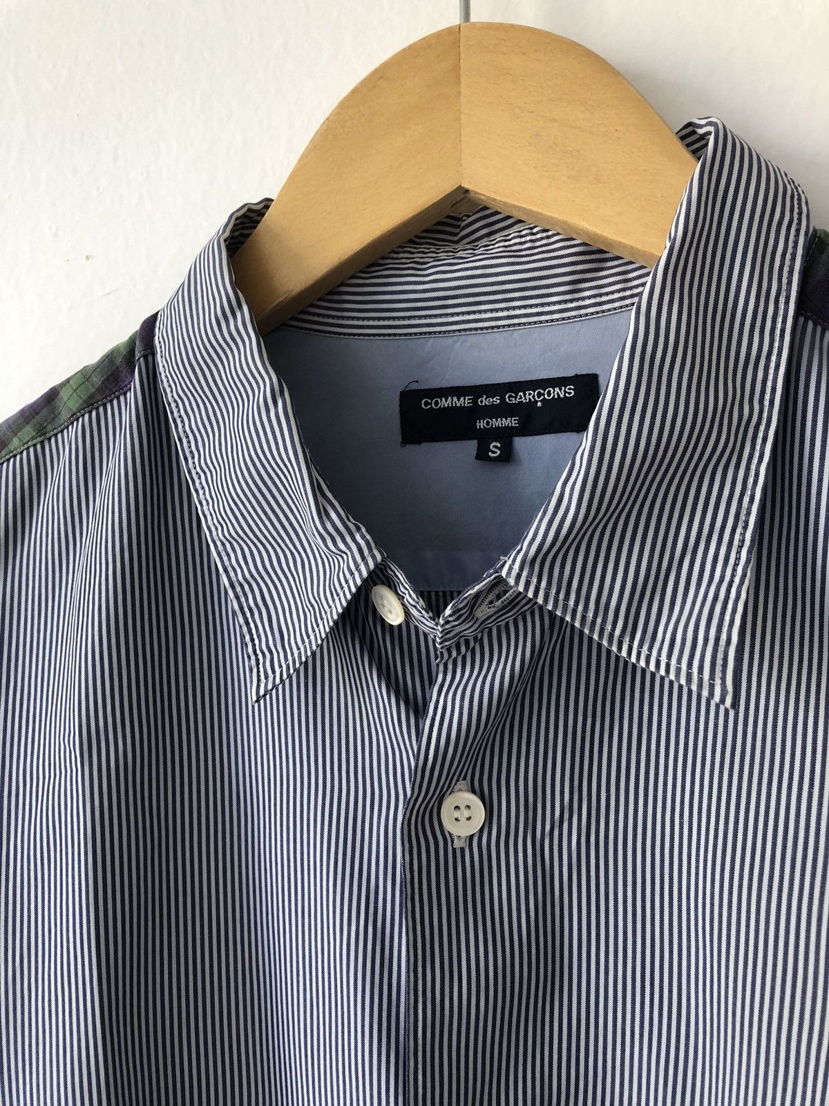 Comme des Garcons Homme Patchwork blue stripes shirt Size US S / EU 44-46 / 1 - 2 Thumbnail