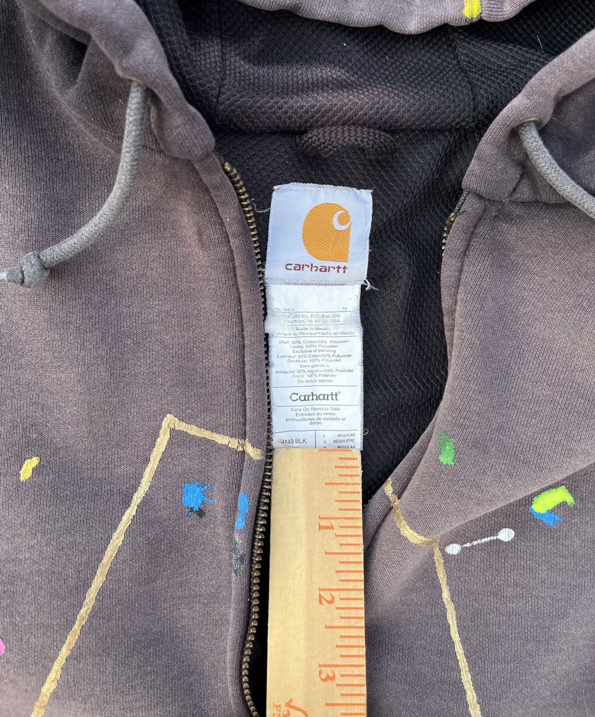 Carhartt Custom Carhartt Thermal Zip Up Hoodie Sun Fade Distressed Size US L / EU 52-54 / 3 - 7 Thumbnail