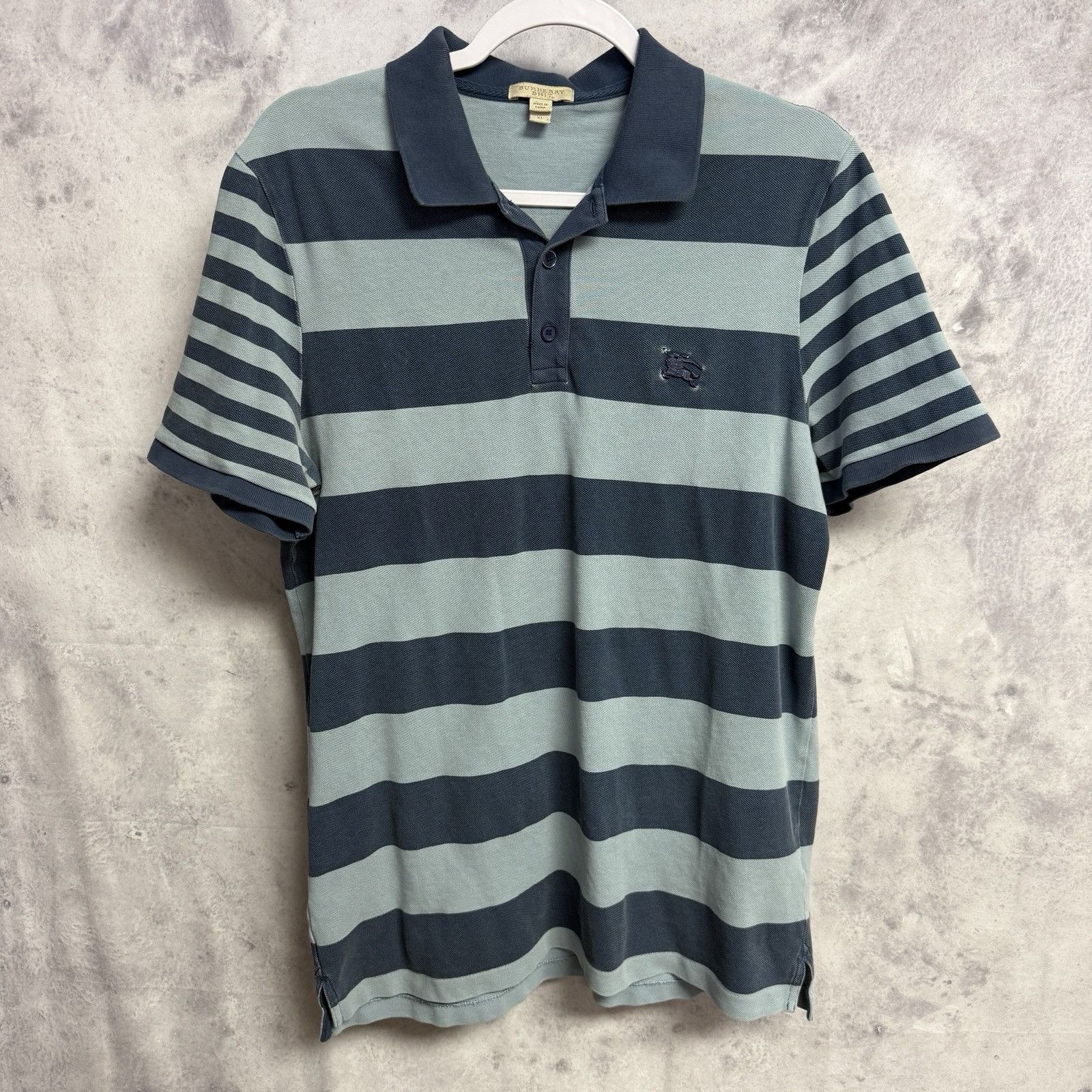 Burberry Burberry Brit Striped Collared Shirt Mens XL Blue Embroidere Size US XL / EU 56 / 4 - 1 Thumbnail
