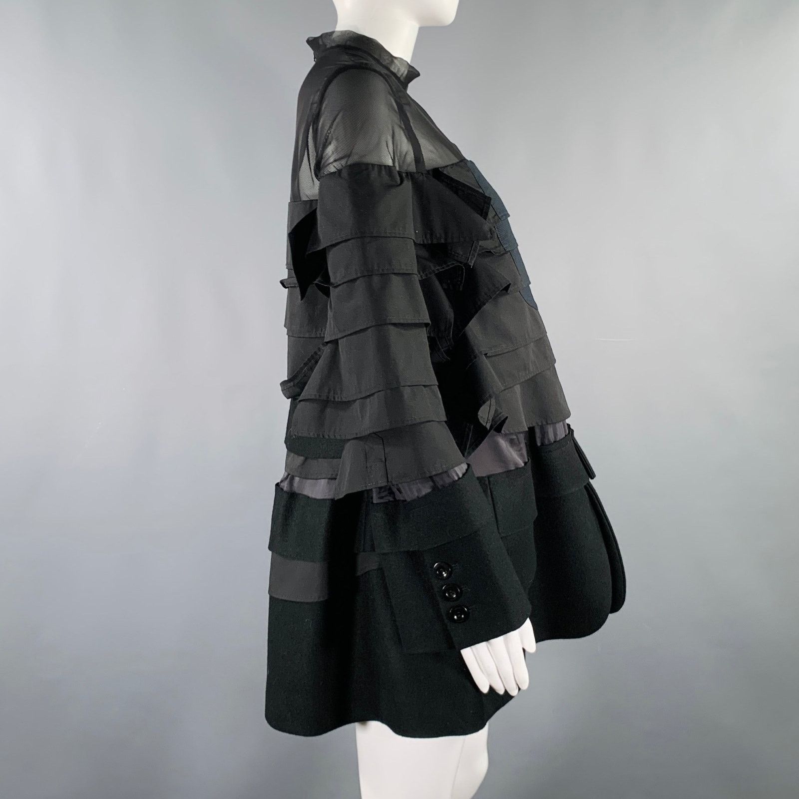 Sacai SACAI Size S Black Polyester Blend Long Sleeve Layered Dress Size S / US 4 / IT 40 - 3 Thumbnail