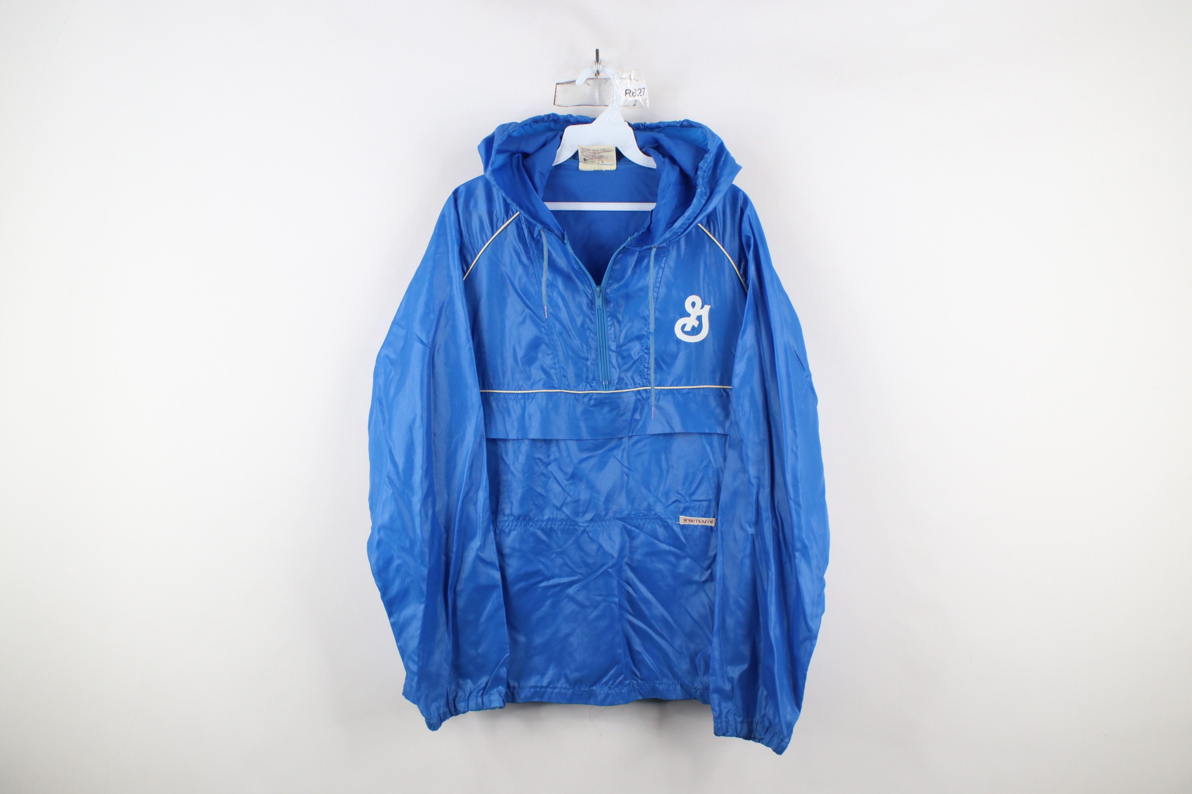 Vintage 70s 80s Streetwear Mills Packable Anorak Jacket Blue