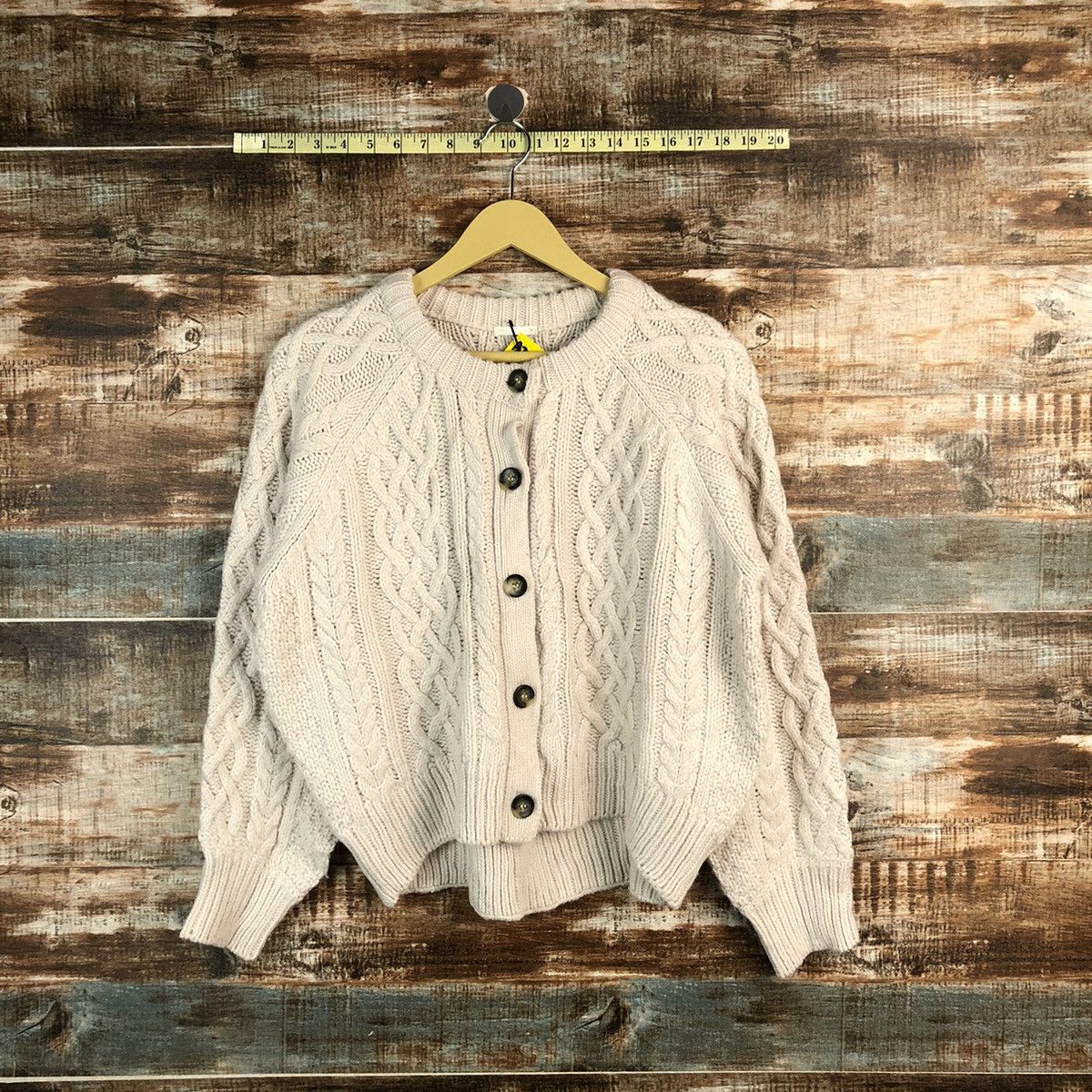 GU × Homespun Knitwear GU Brown Patterned Cardigan cable knitwear japan #A2318 Size M / US 6-8 / IT 42-44 - 1 Thumbnail