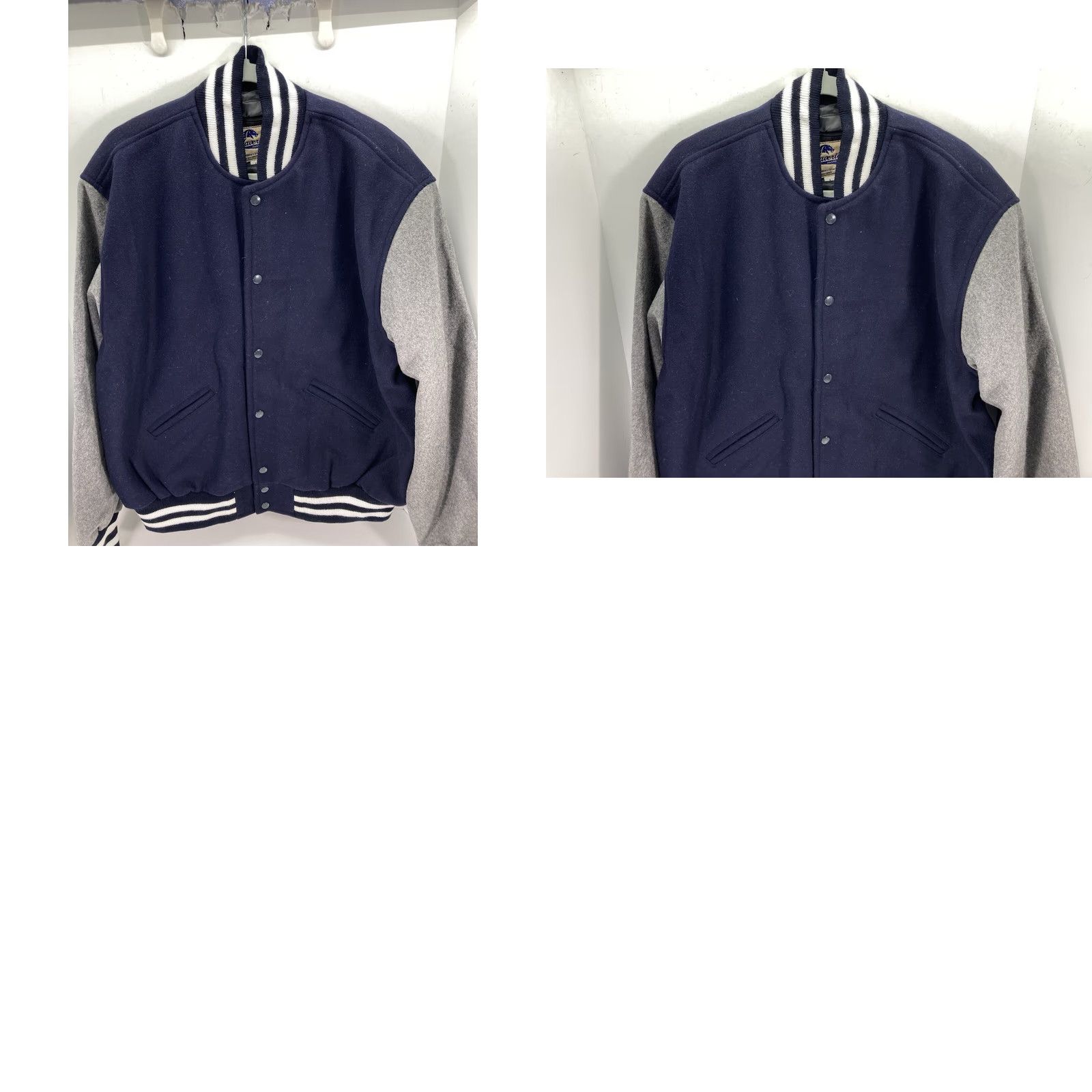 Vintage Maverick Varsity Jacket Men L Wool Blue Gray Full Snap USA NWOT Size US L / EU 52-54 / 3 - 9 Thumbnail