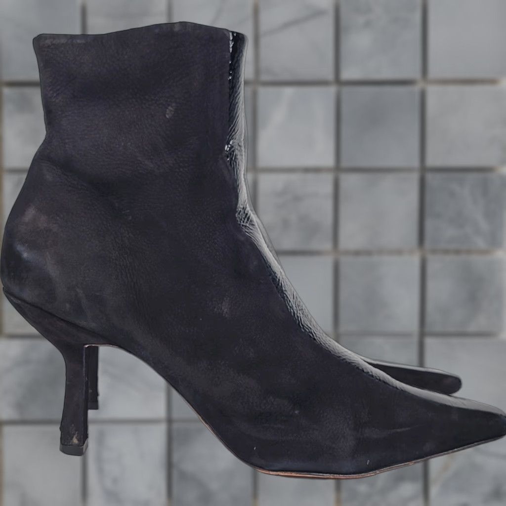 SCHUTZ Schutz Bootie Women Black Leather Size 10 Ankle Zip Pointed Toe Stiletto Heel 2-2.9in Leather Lining Comfort Casual Vintage: No Size US 10 / IT 40 - 1 Thumbnail