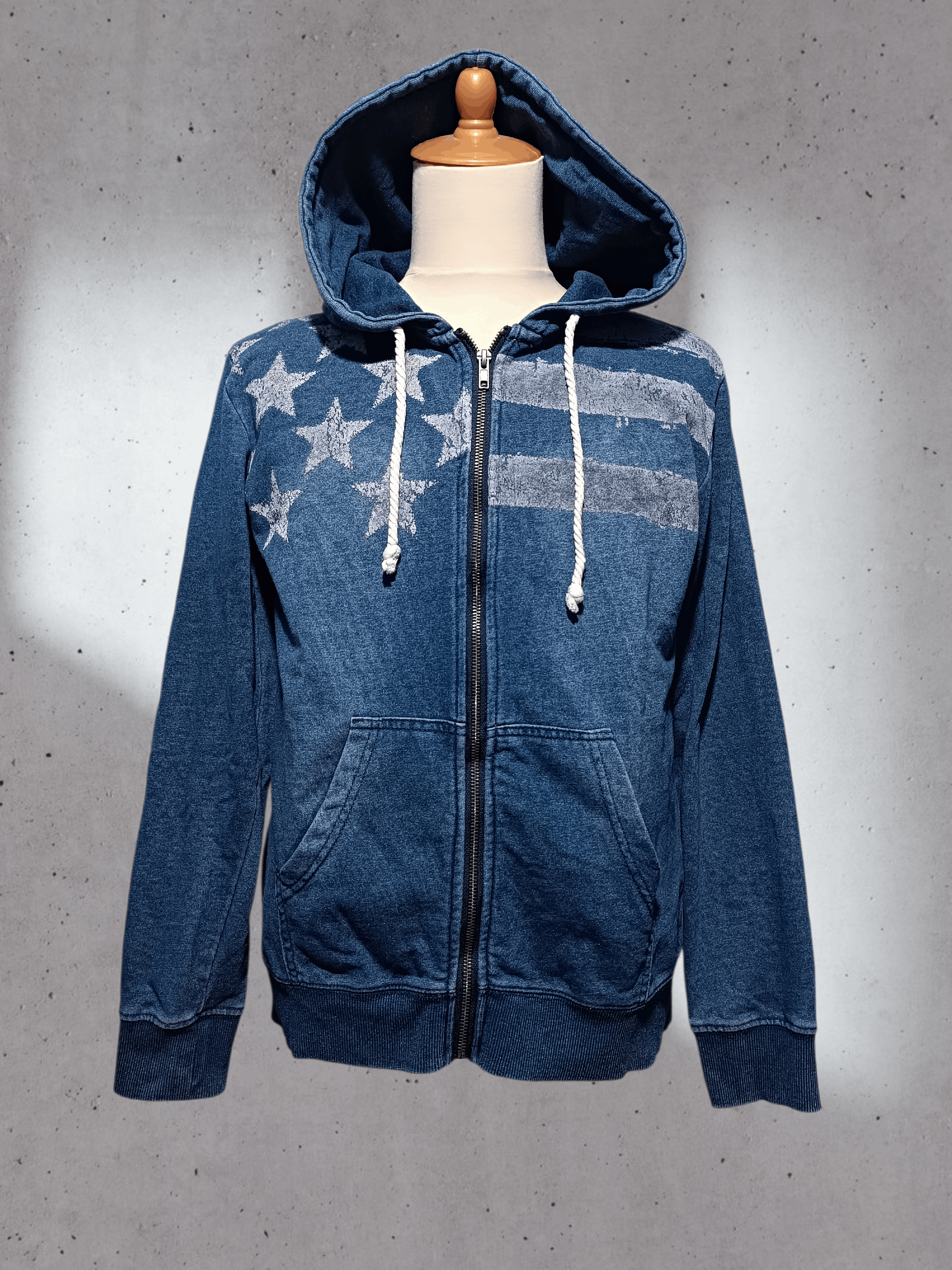 Japanese Brand Vintage Indigo Wash American Flag Zip Hoodie Size US M / EU 48-50 / 2 - 1 Thumbnail