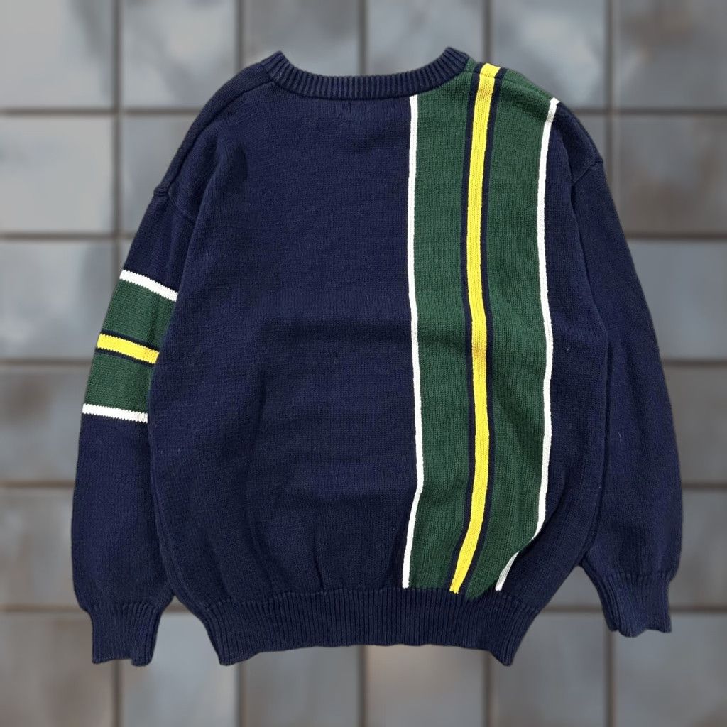 Izod VINTAGE Izod Sweater Mens M Navy Green Striped Cotton Nautical Preppy Pullover Crew Neck Knit Size US M / EU 48-50 / 2 - 1 Thumbnail