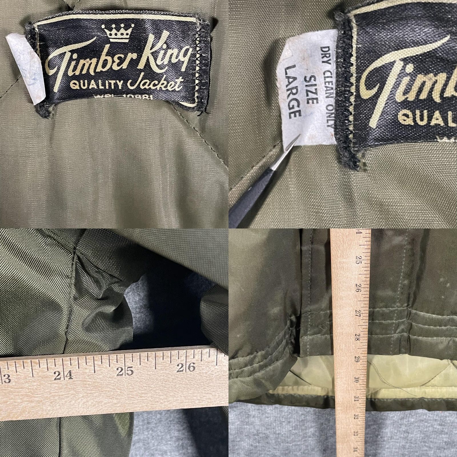 Olive VINTAGE Timber King Jacket Mens Large Olive Green Parka Hooded Quilt Lined YKK Size US L / EU 52-54 / 3 - 9 Thumbnail