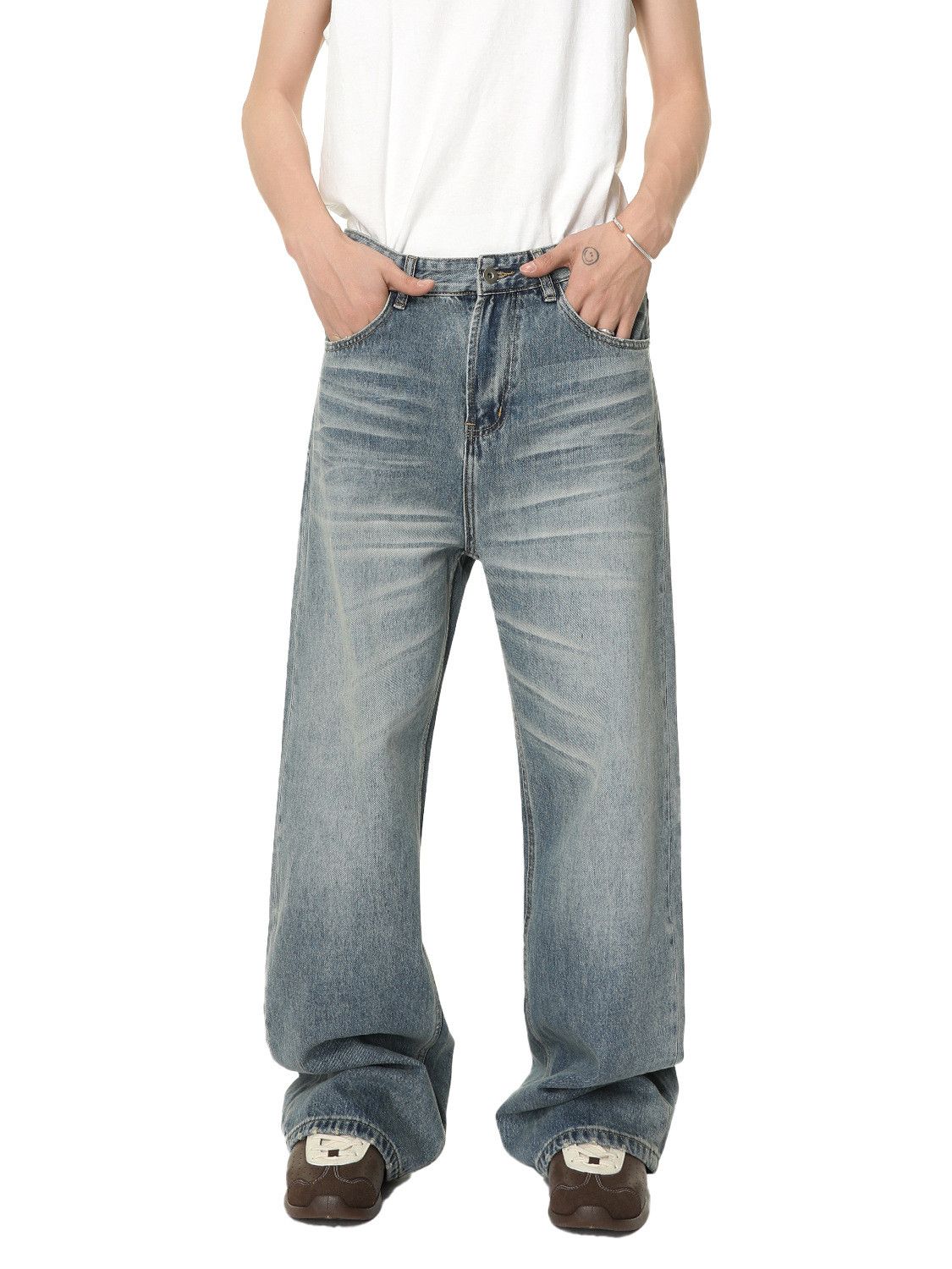 Japanese Brand Men's Japanese Retro Vibe Washed Straight Wide Leg Jeans Size US 32 / EU 48 - 1 Thumbnail