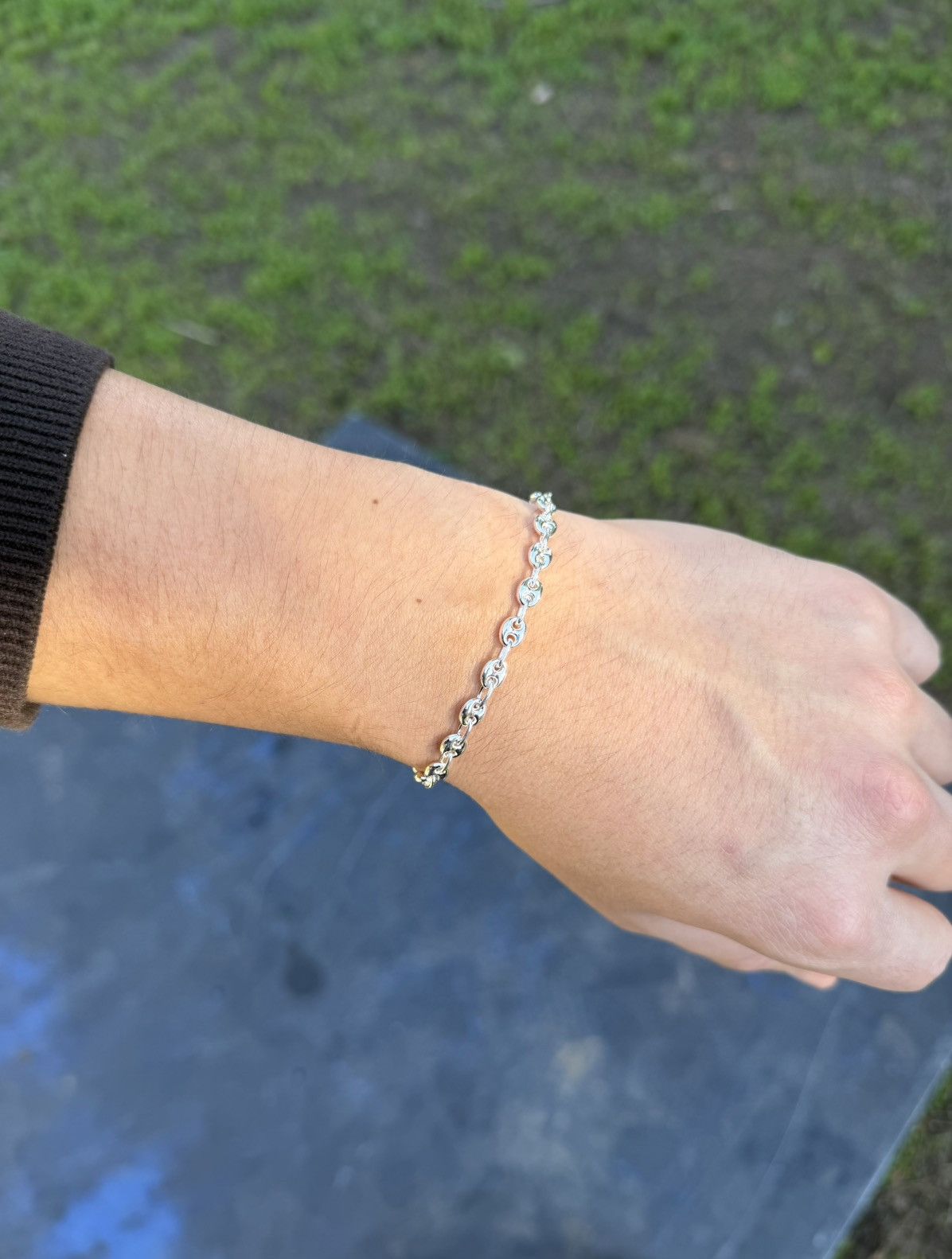 Sterling Silver Silver puffed mariner chain bracelet 7” Size ONE SIZE - 5 Thumbnail