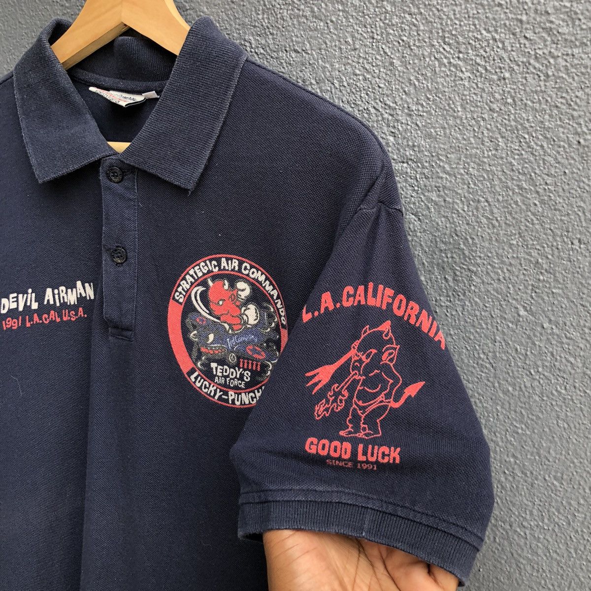 Japanese Brand TED COMPANY Red Devil Airman Polo Tshirt Size US L / EU 52-54 / 3 - 11 Thumbnail