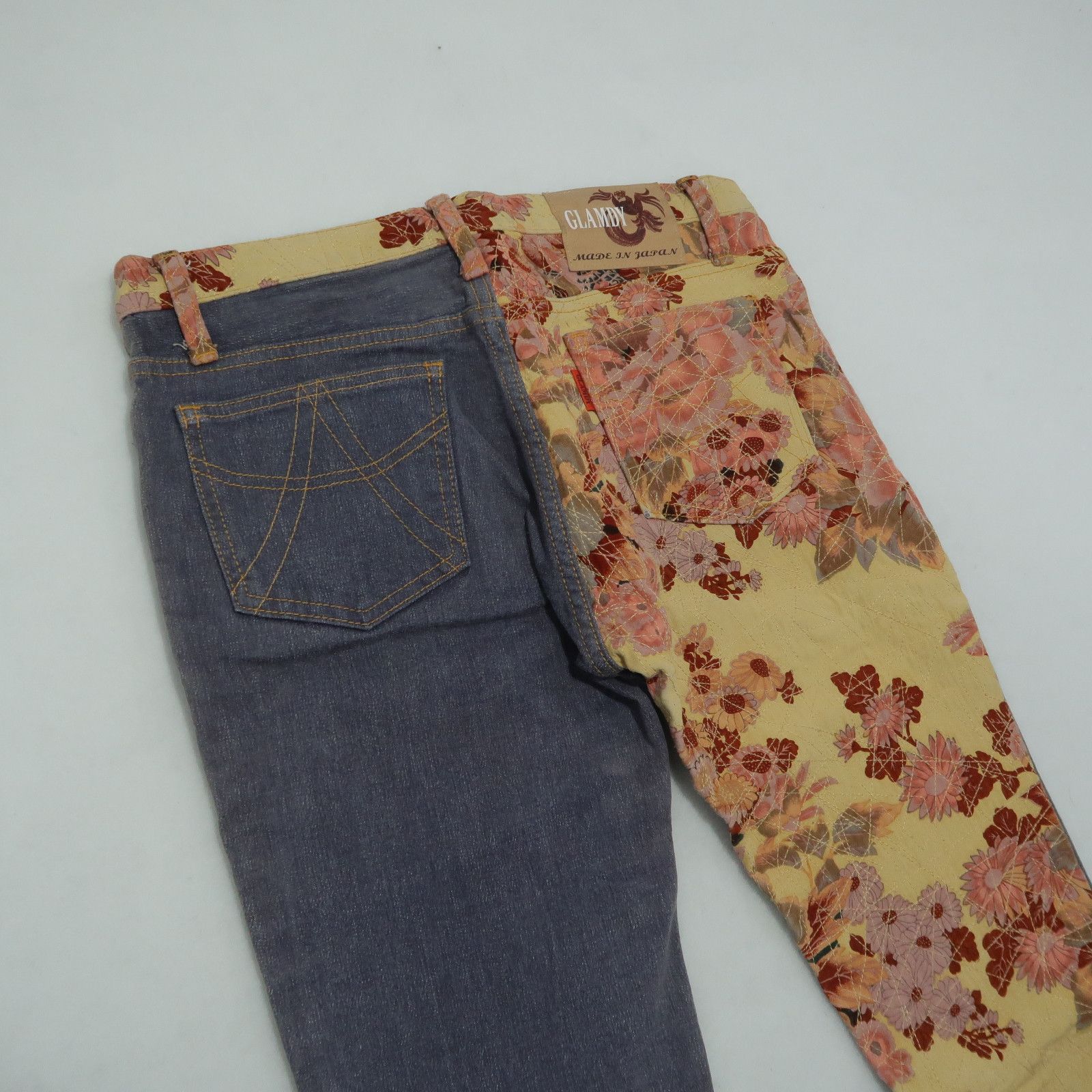 Japanese Brand 1990s Vintage Glamdy Karakuri Tamashii Boro Denim Floral Size US 30 / EU 46 - 9 Thumbnail