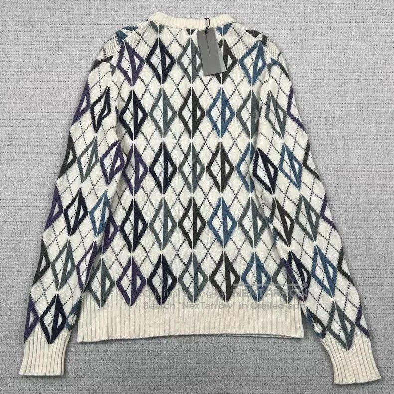 Dior Dior SS21 diamond jacquard round-neck knitted sweater Size US L / EU 52-54 / 3 - 2 Thumbnail