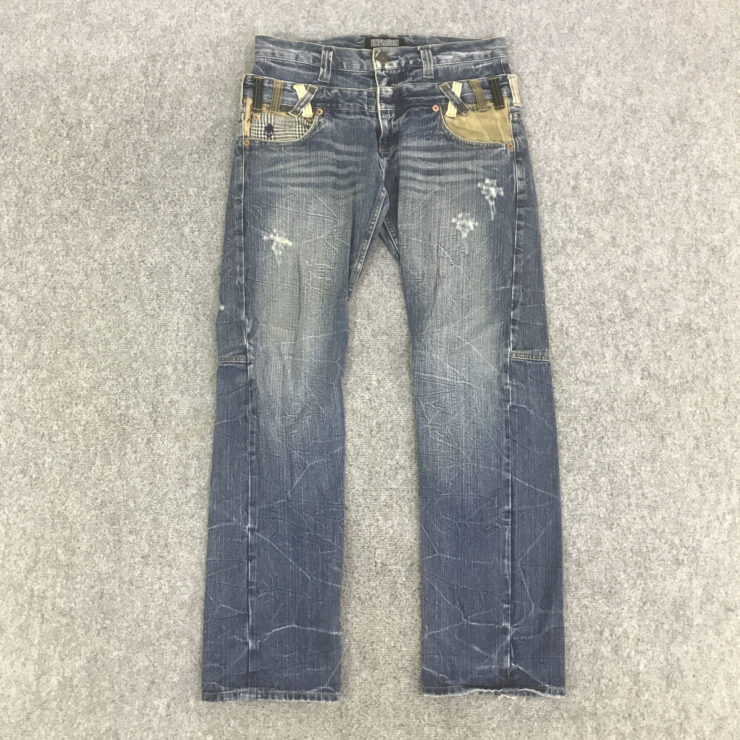 Japanese Brand DOUBLE WAIST EXPLOSION DENIM PANTS K130B18 Size US 34 / EU 50 - 1 Thumbnail