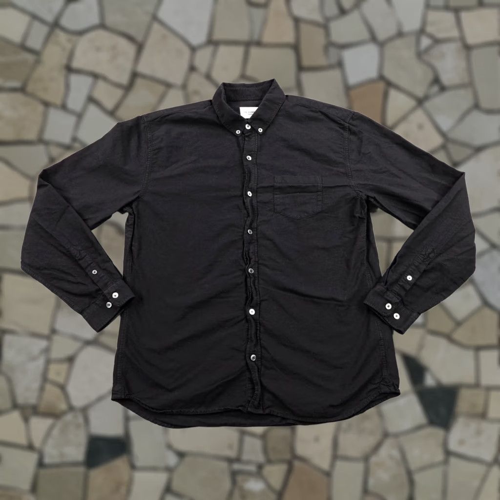 Vintage Octobre Editions Shirt Mens XL Black Button Up Long Sleeve Twill Cotton Size US XL / EU 56 / 4 - 1 Thumbnail