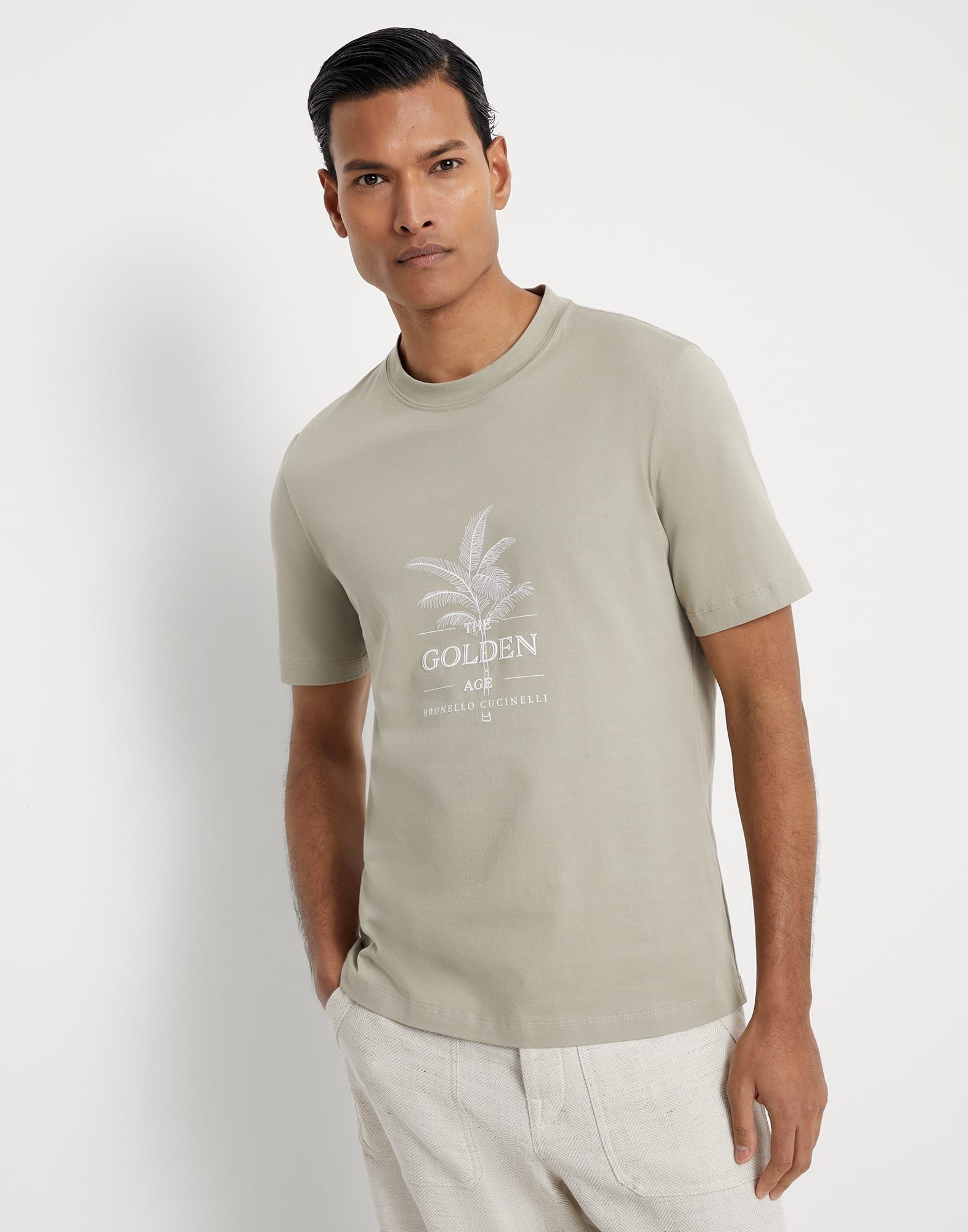 Brunello Cucinelli o1w1db10925 Cotton Crewneck T-Shirt in Open Green Size US XXS / EU 40 - 1 Thumbnail
