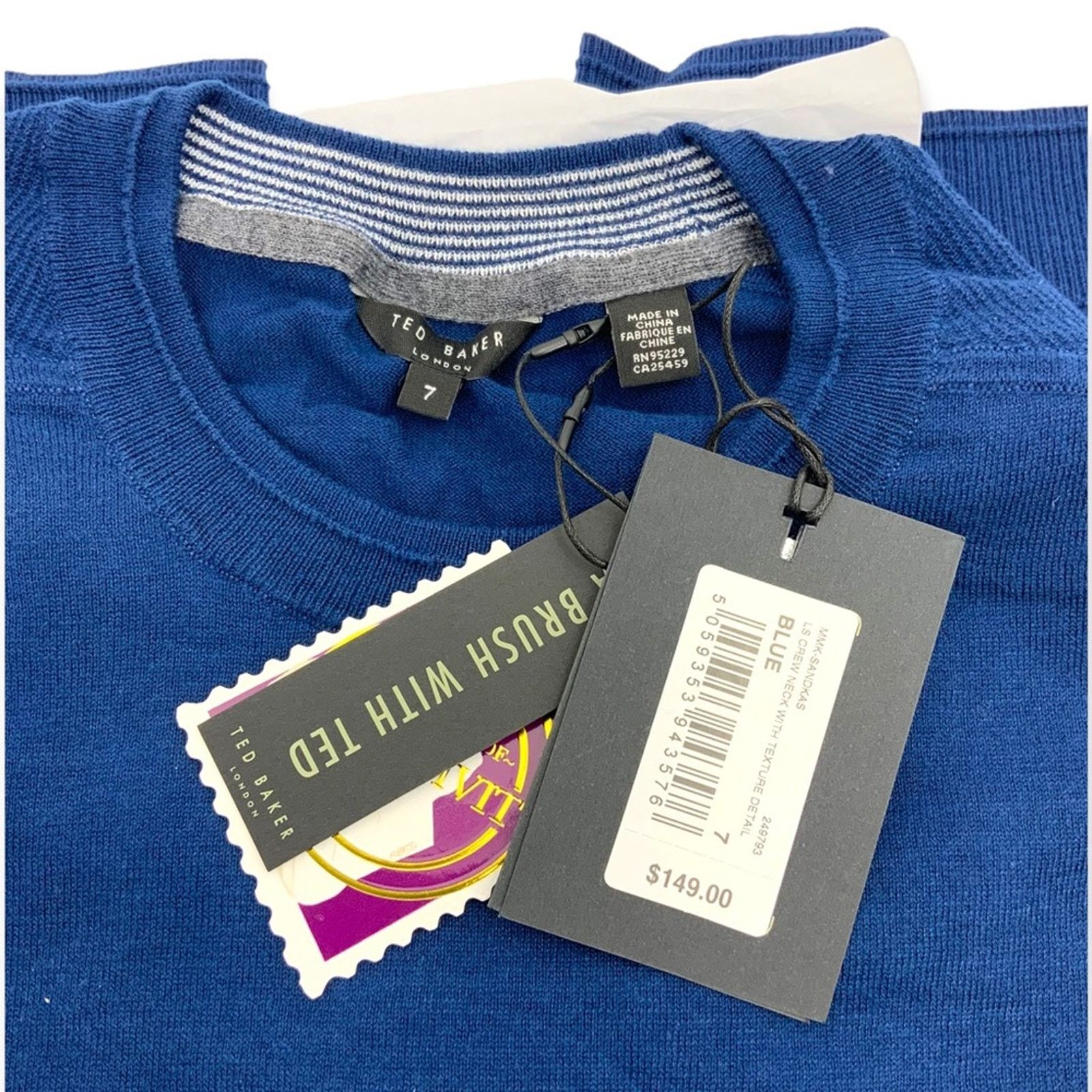 Ted Baker Ted Baker Sandkas Blue Crewneck Sweater Size 7 (3X) NWT $149 Size US XXL / EU 58 / 5 - 6 Thumbnail