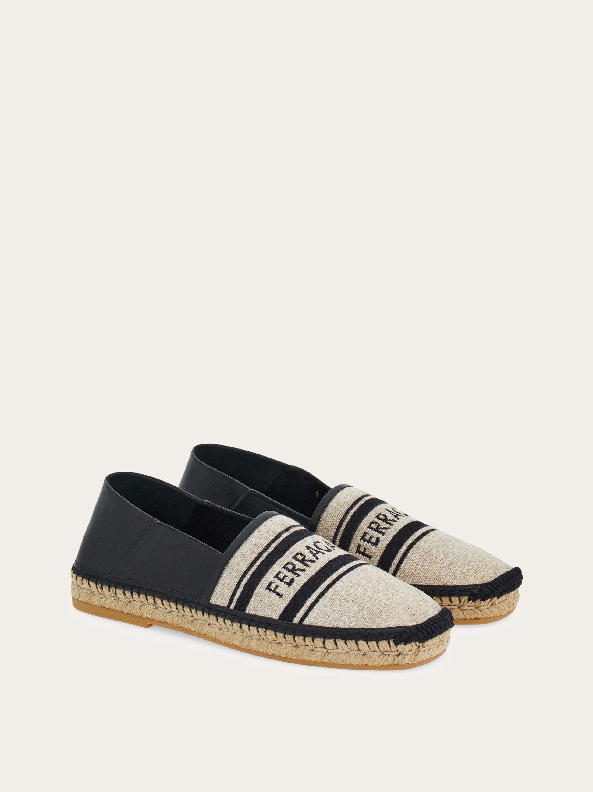 Salvatore Ferragamo o1s1rm0725 Jacquard Espadrilles in Black/Beige Size US 12 / EU 45 - 4 Thumbnail