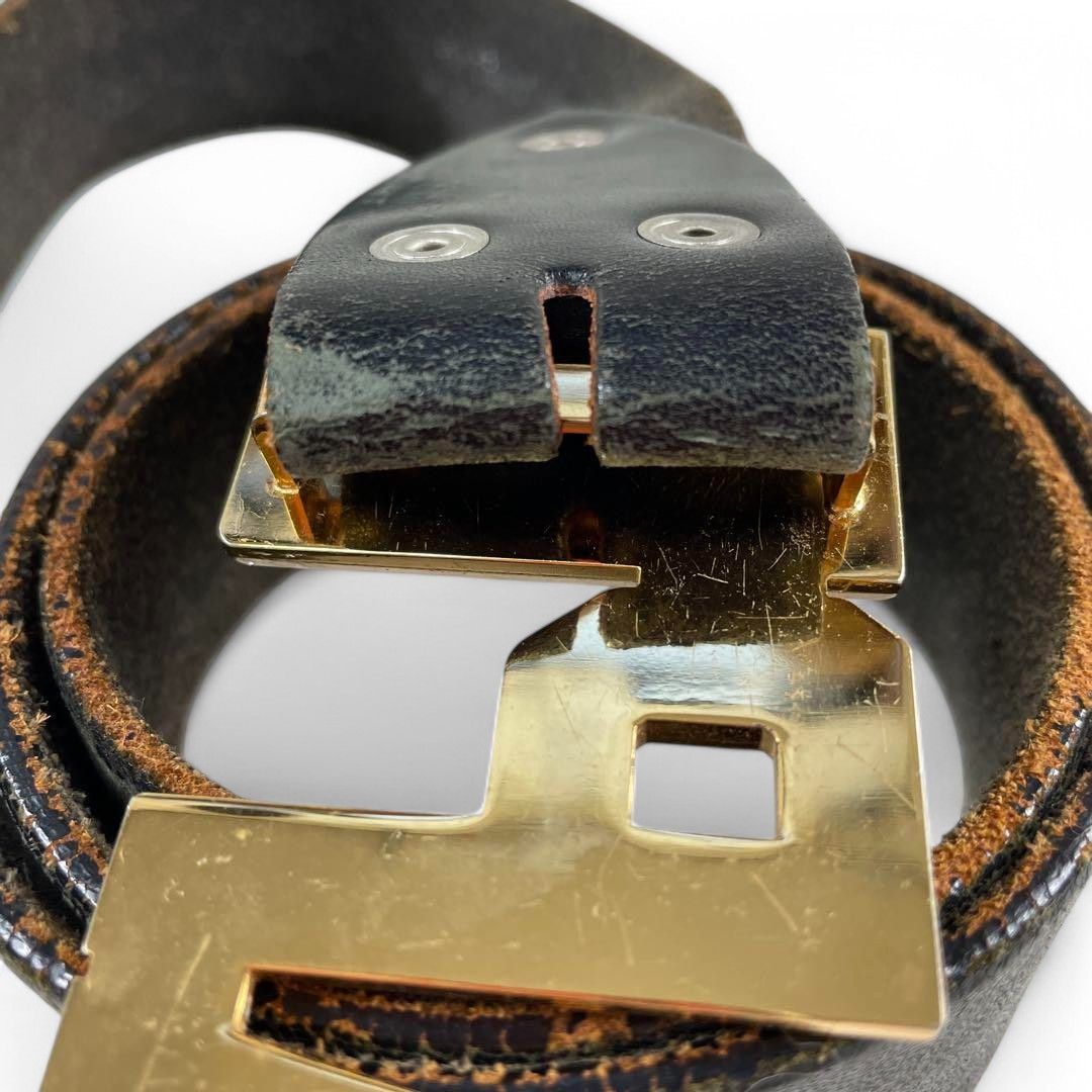 Bape A Bathing Ape (BAPE) - M Gold Buckle Black Leather Belt Size ONE SIZE - 4 Thumbnail