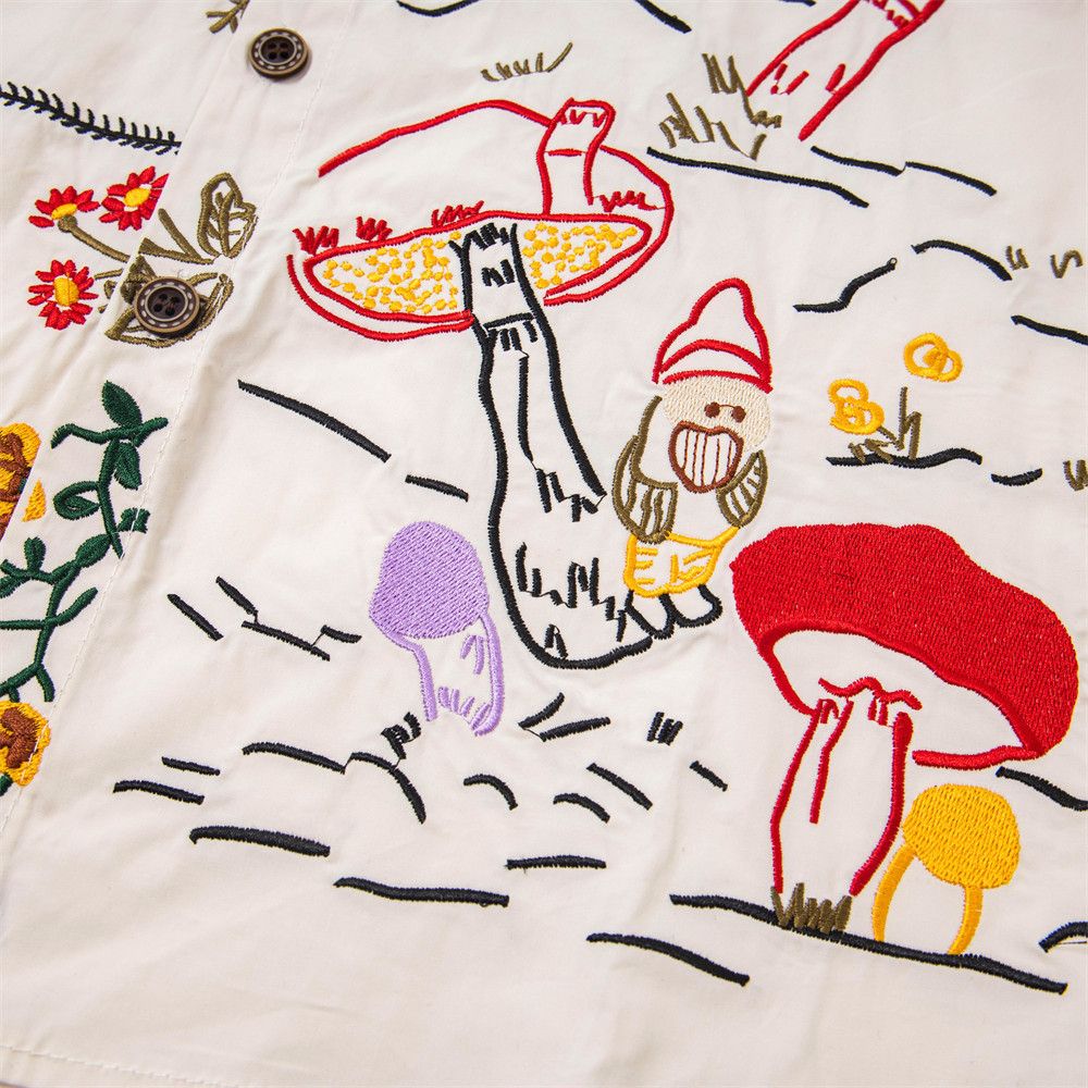 Japanese Brand × Vintage Men's loose lapel fun embroidered cartoon casual shirt Size US M / EU 48-50 / 2 - 4 Thumbnail