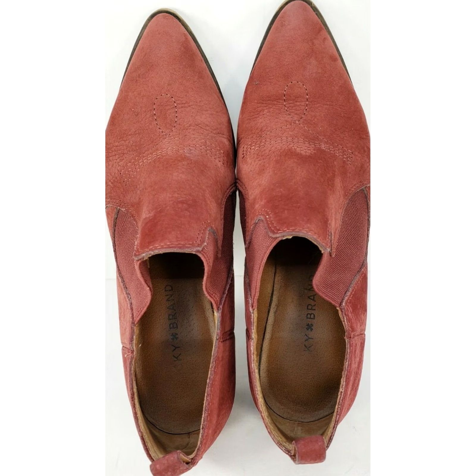 Lucky Brand VINTAGE Lucky Brand Joelle Nubuck Western Style Booties Womens 7M 37EU Burgundy Red Boots Size US 7 / IT 37 - 6 Thumbnail