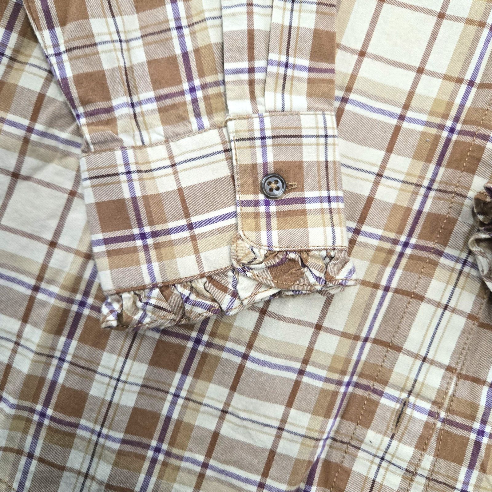 Ralph Lauren Y2K Ralph Lauren Plaid Tan Ruffle Button Up Blouse Size XL Size XL / US 12-14 / IT 48-50 - 4 Thumbnail