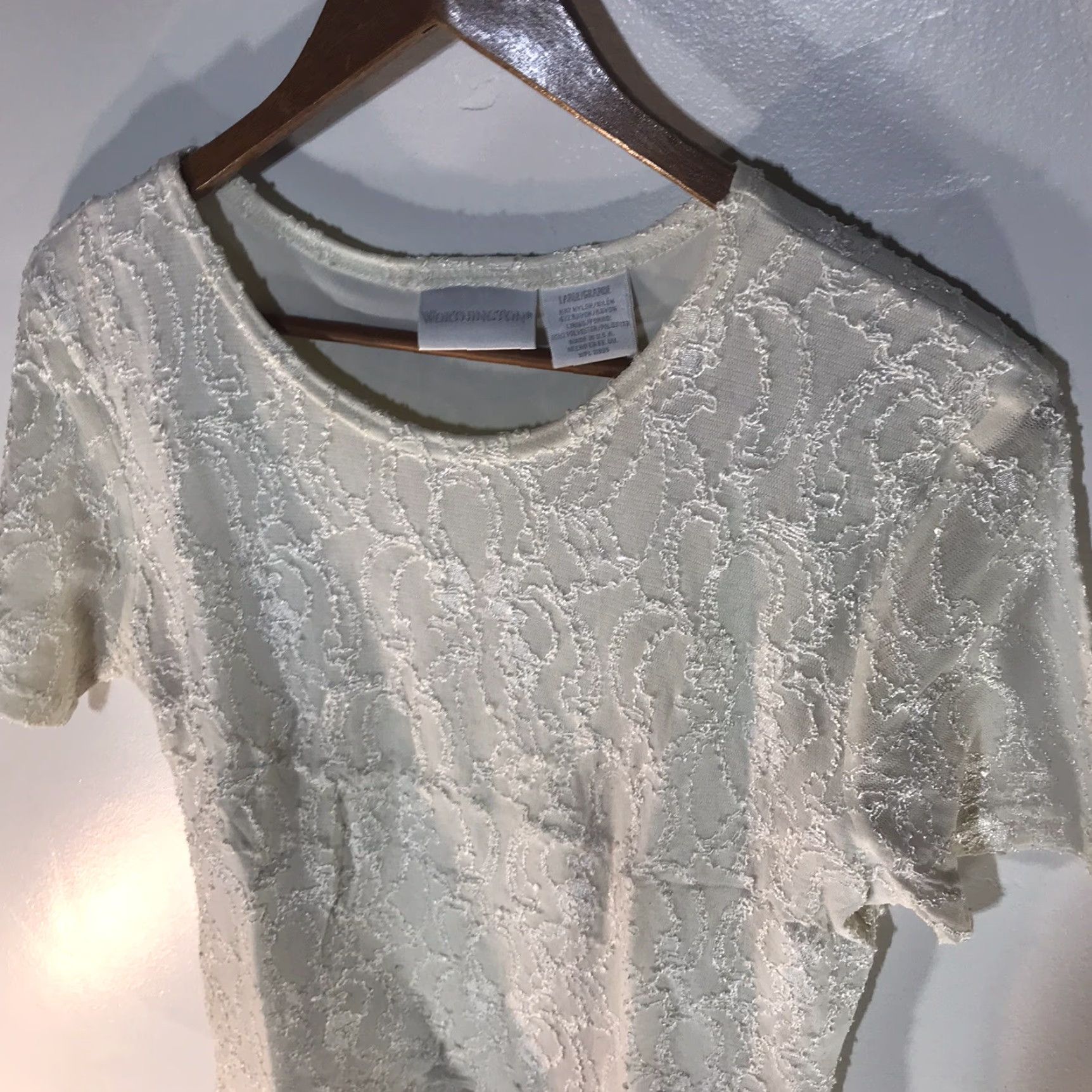 Worthington Vintage Worthington Cream Textured Lined Top Womens Size L USA Size L / US 10 / IT 46 - 2 Thumbnail