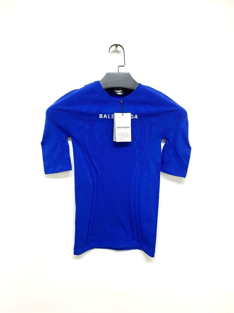 Balenciaga Balenciaga size 36 Tight short sleeves with blue chest logo Size S / US 4 / IT 40 - 1 Thumbnail