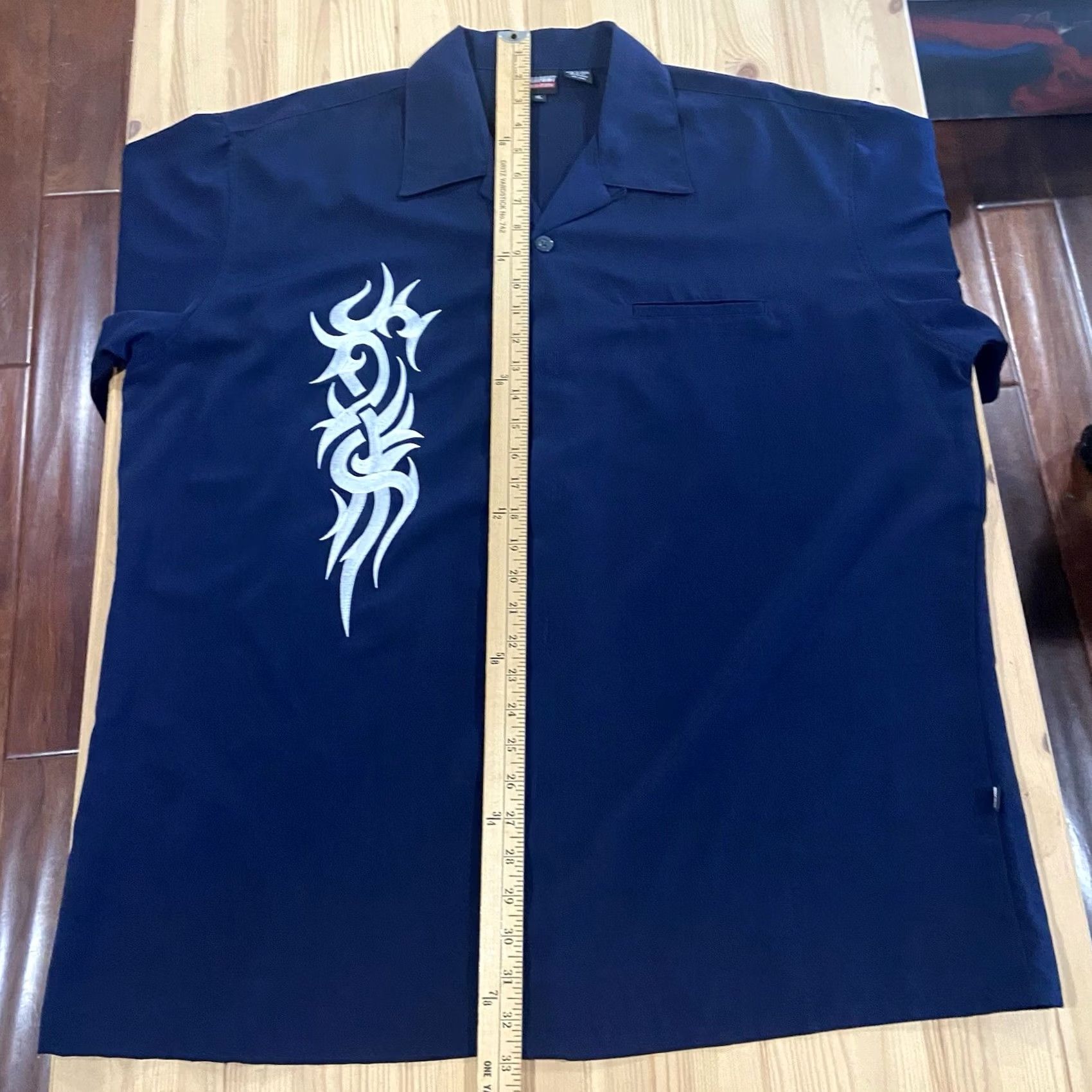 Vintage Silver Point Shirt Mens Tribal Embroidered Blue Short Sleeve Button Up Y2K XL Size US XL / EU 56 / 4 - 7 Thumbnail