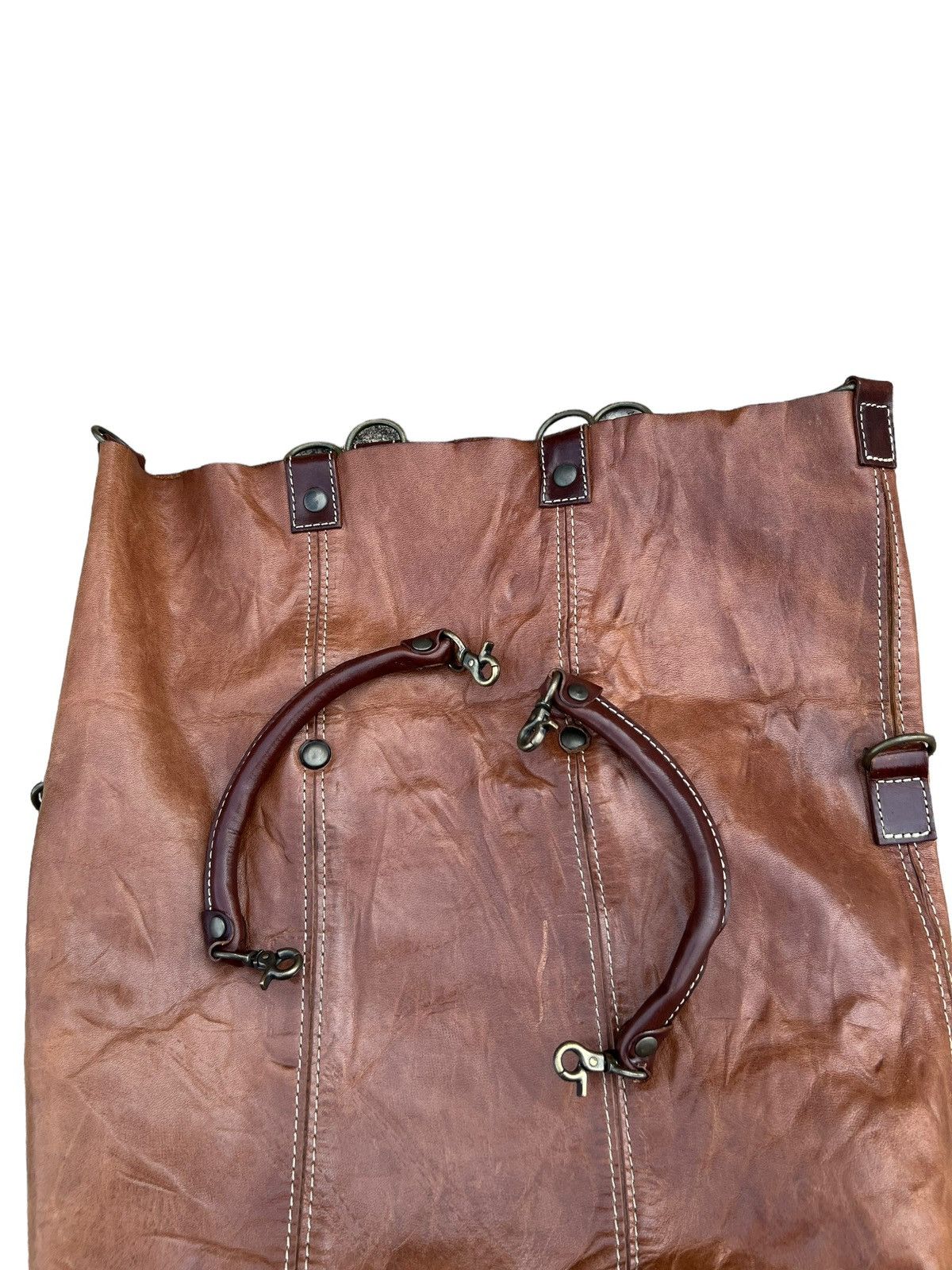Leather Vintage Rei Japan 2 Way Patina Leather Bag Size ONE SIZE - 18 Thumbnail