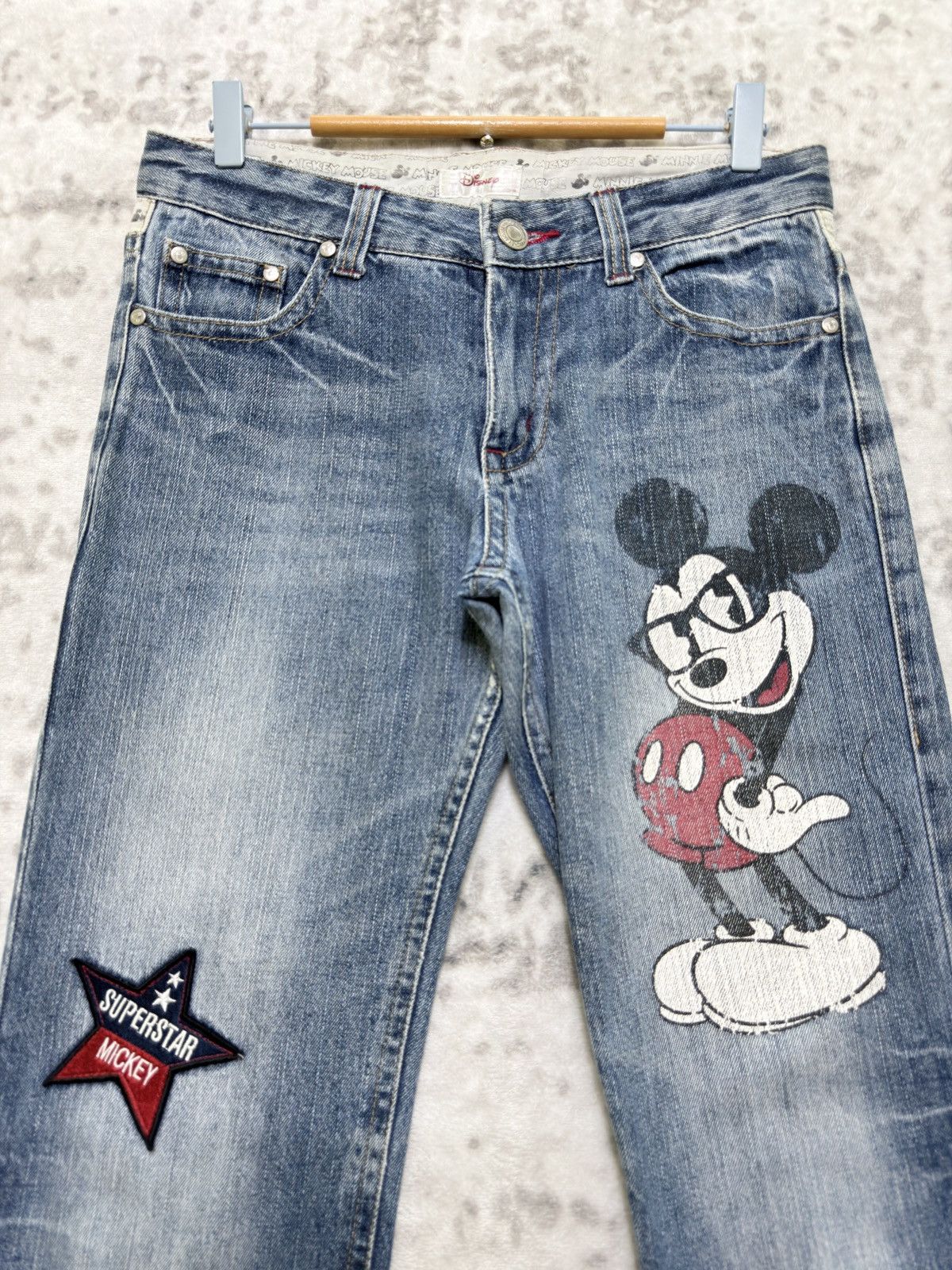 Disney Vintage Disney Mickey Patch Denim 90s Graphic Jeans Size US 30 / EU 46 - 3 Thumbnail