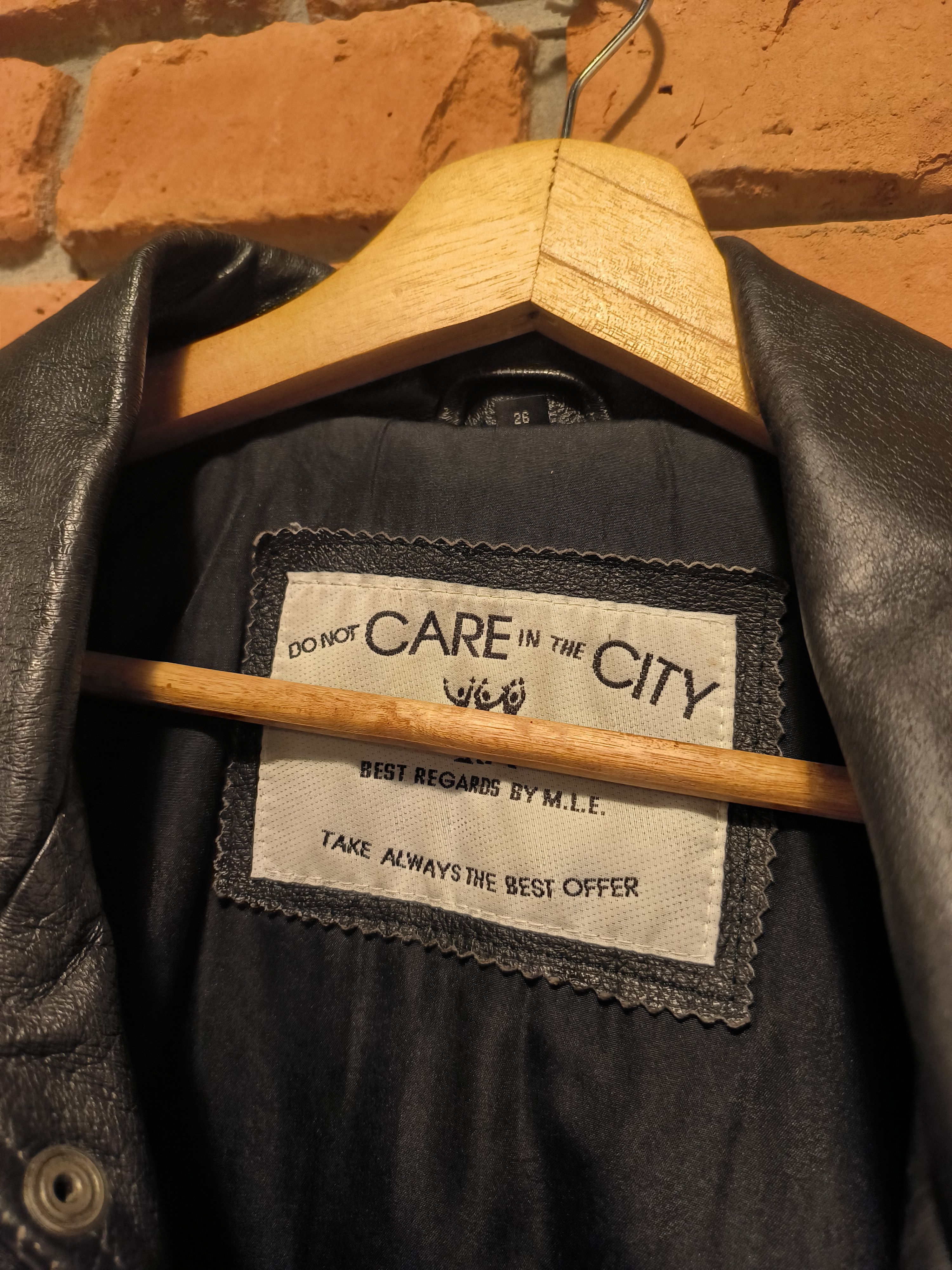 Vintage Vintage Leather Jacket Black Do Not Care In The City Size US L / EU 52-54 / 3 - 7 Thumbnail