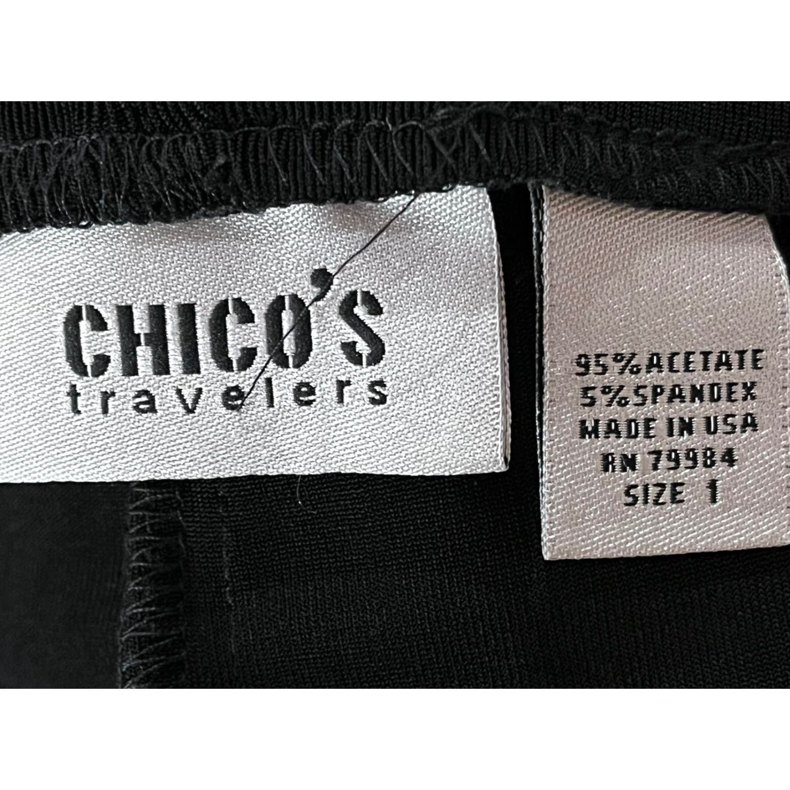 Vintage Chico's Travelers Slinky Pants Sz 1 Black Pull On Elastic Waist Ankle Women Regular Vintage No Size 25" / US 0 / IT 36 - 6 Thumbnail
